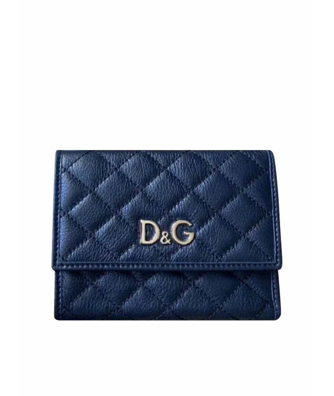 DOLCE&GABBANA Темно-синий кожаный кошелек, фото 1