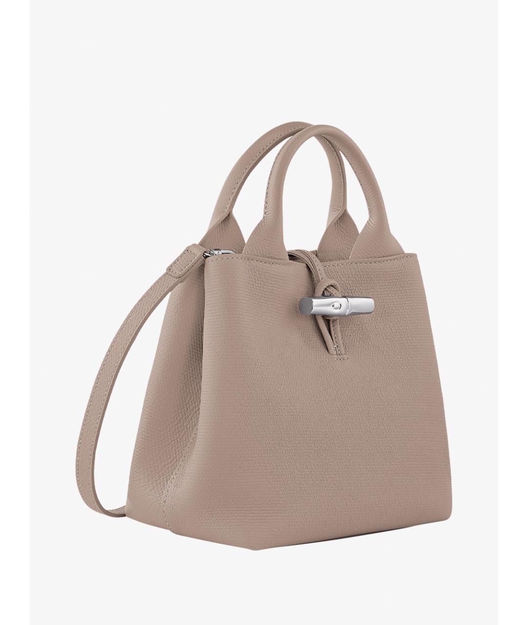LONGCHAMP Бежевая кожаная сумка тоут, фото 3