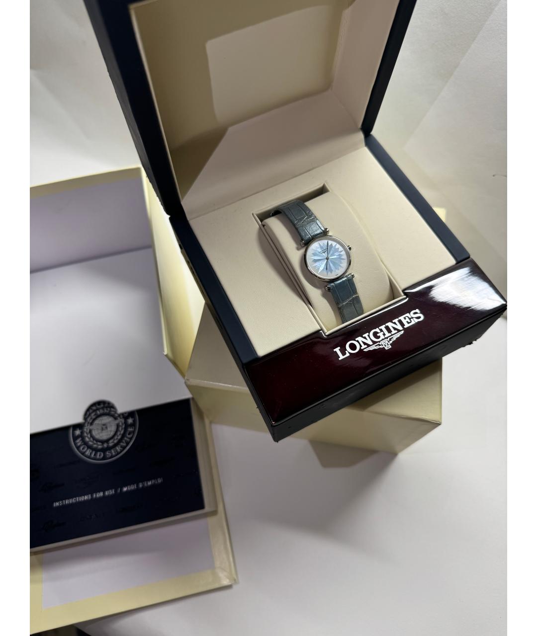 LONGINES Голубые металлические часы, фото 4