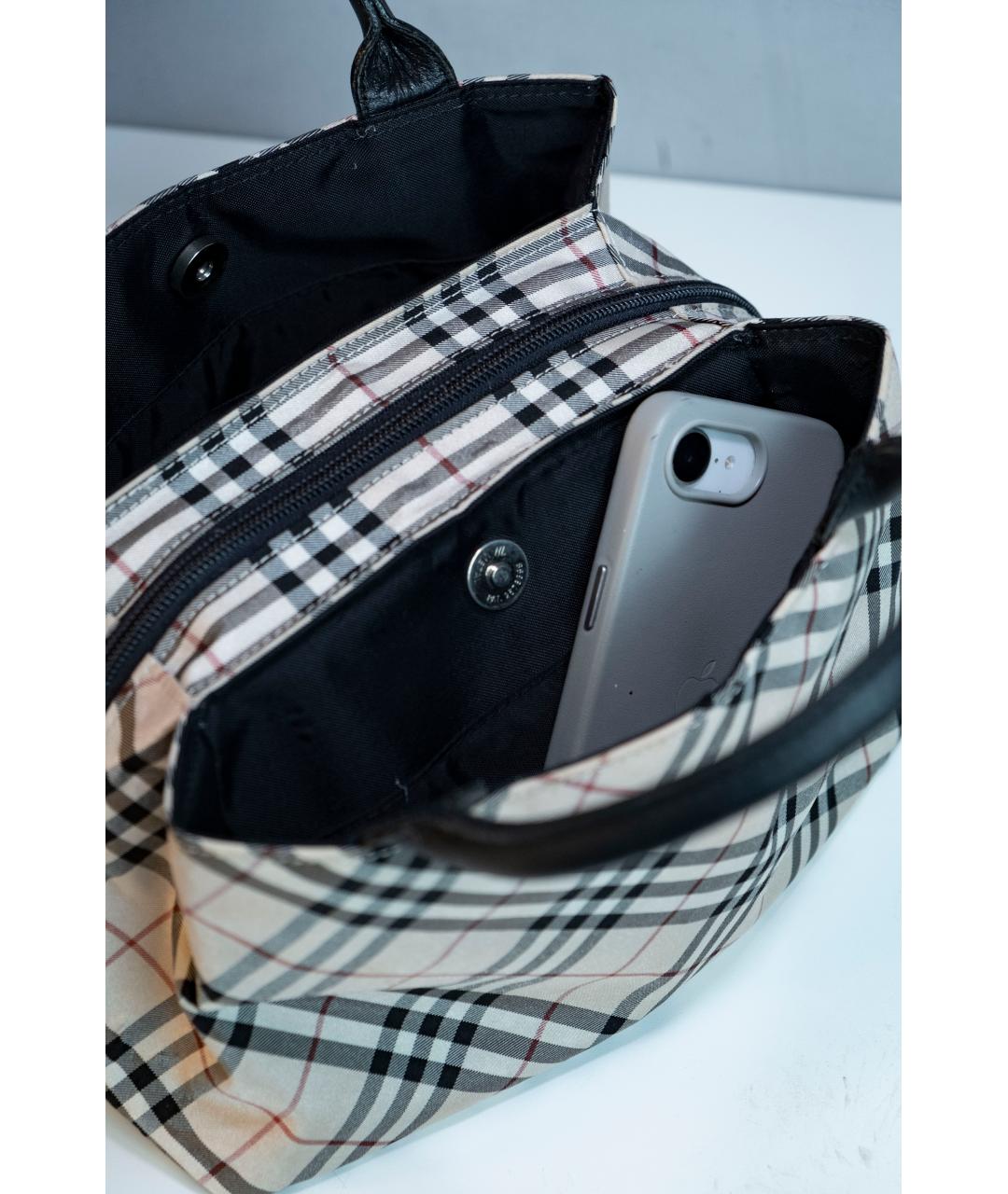 BURBERRY Бежевая синтетическая сумка с короткими ручками, фото 6