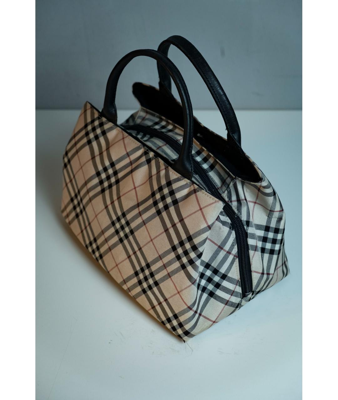 BURBERRY Бежевая синтетическая сумка с короткими ручками, фото 2