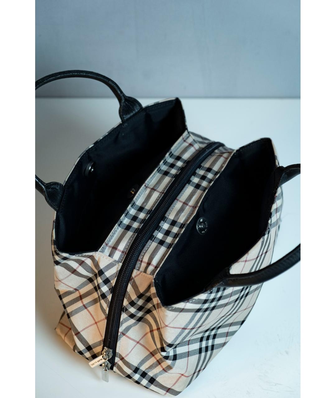 BURBERRY Бежевая синтетическая сумка с короткими ручками, фото 5