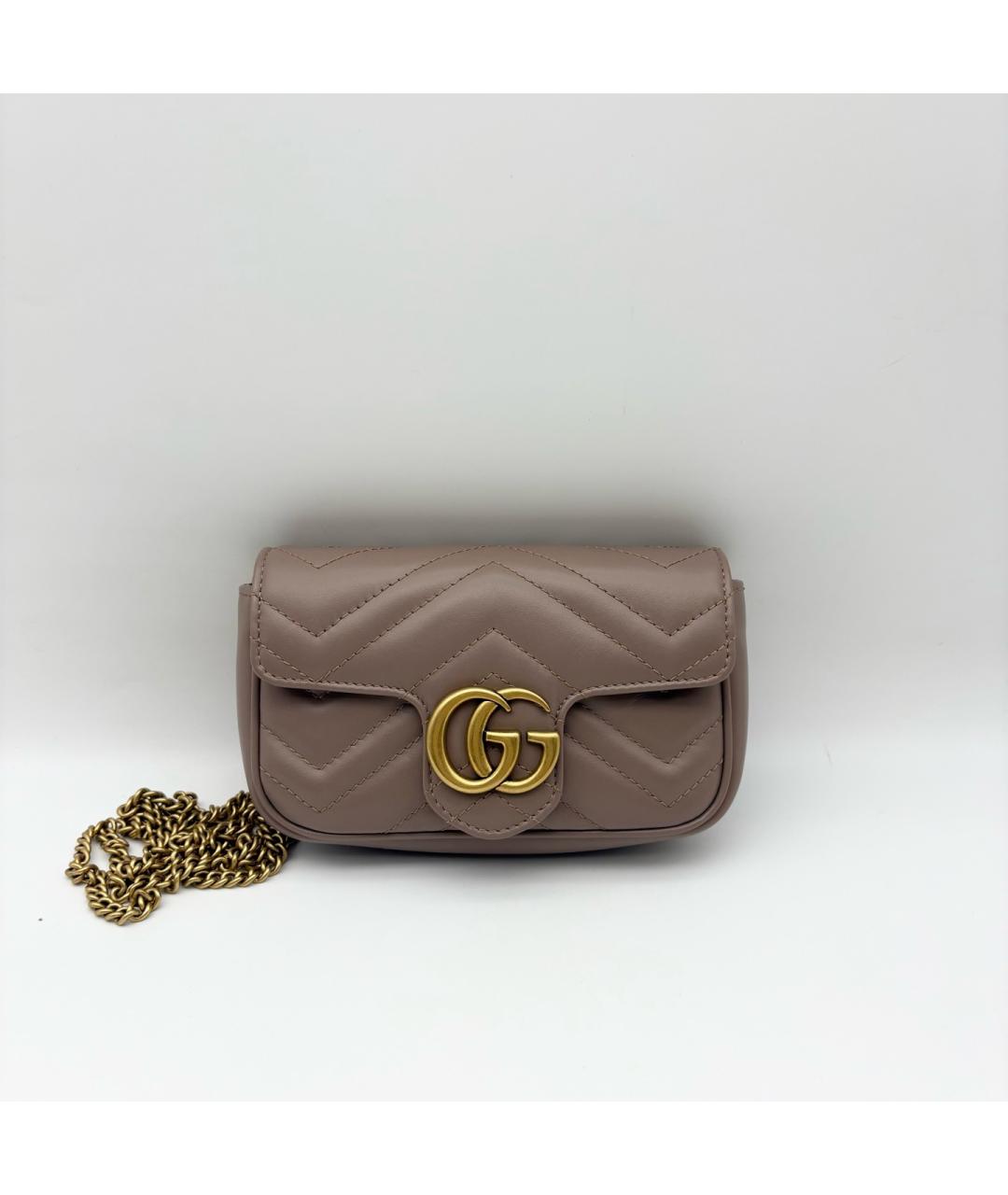 GUCCI Бежевая кожаная сумка через плечо, фото 2
