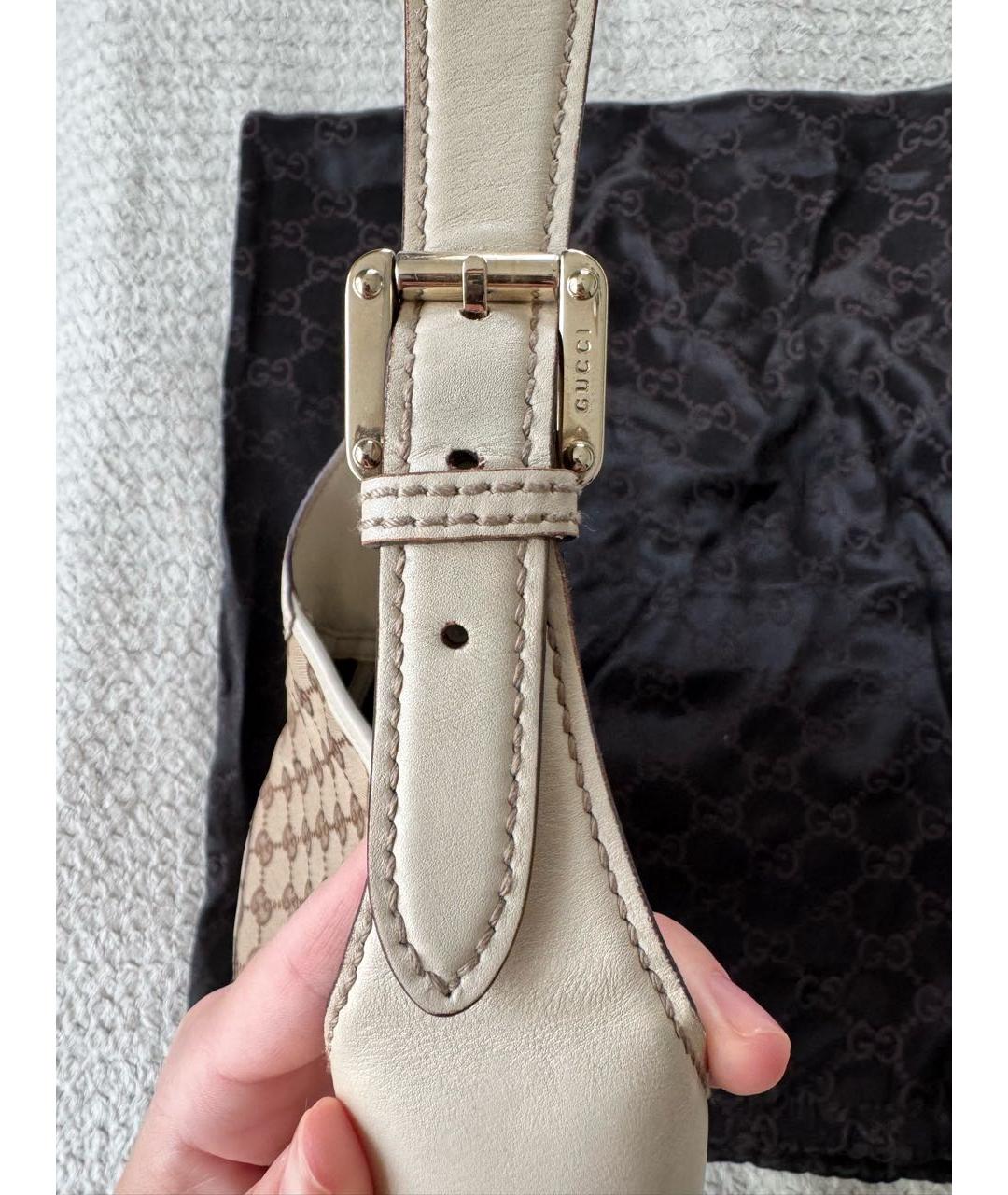 GUCCI Бежевая кожаная сумка с короткими ручками, фото 5