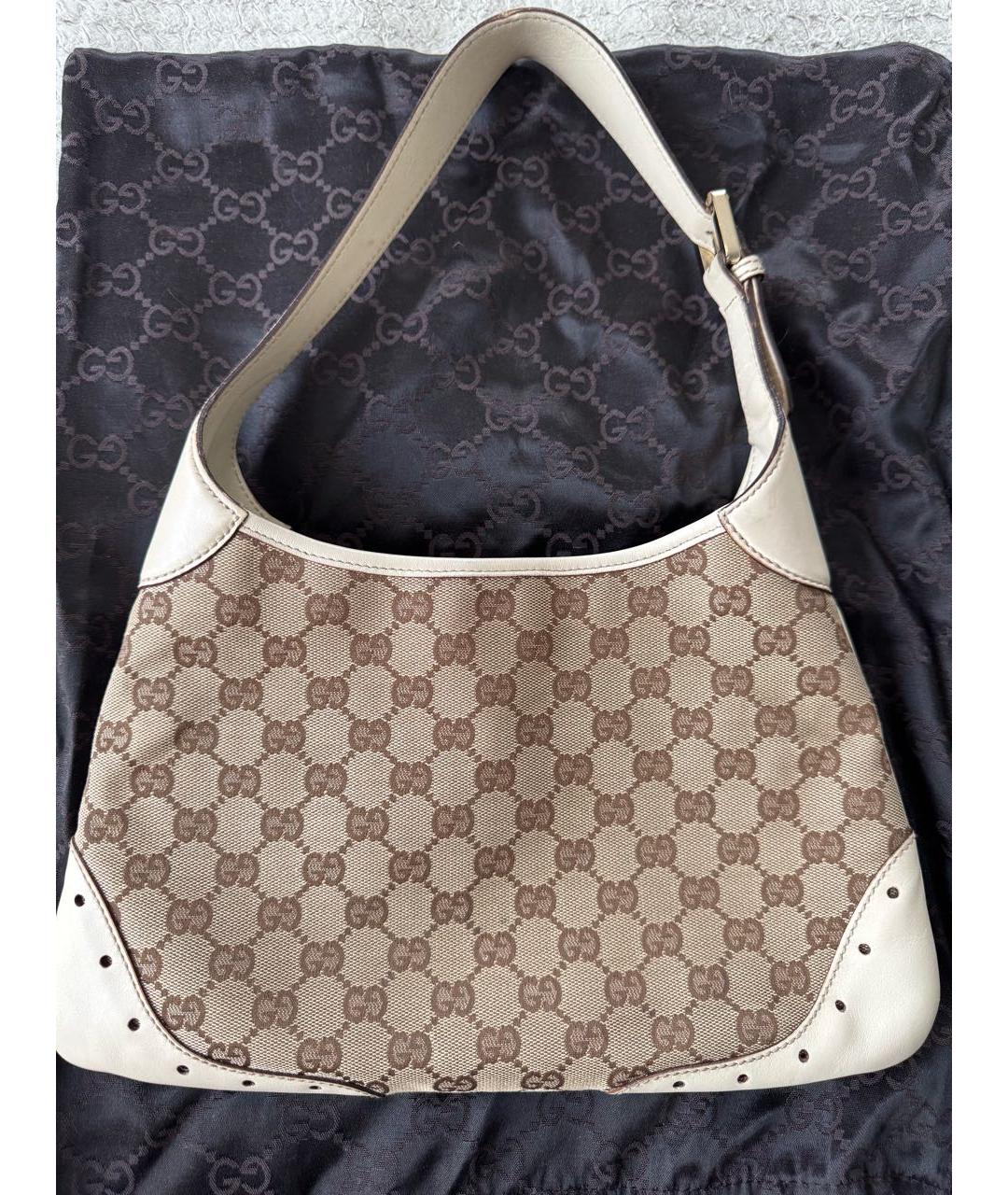 GUCCI Бежевая кожаная сумка с короткими ручками, фото 2