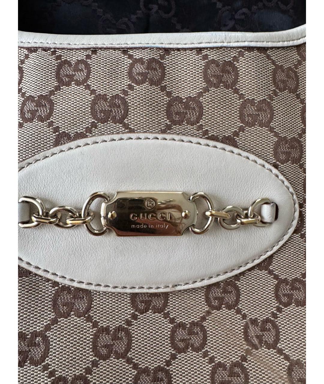 GUCCI Бежевая кожаная сумка с короткими ручками, фото 3