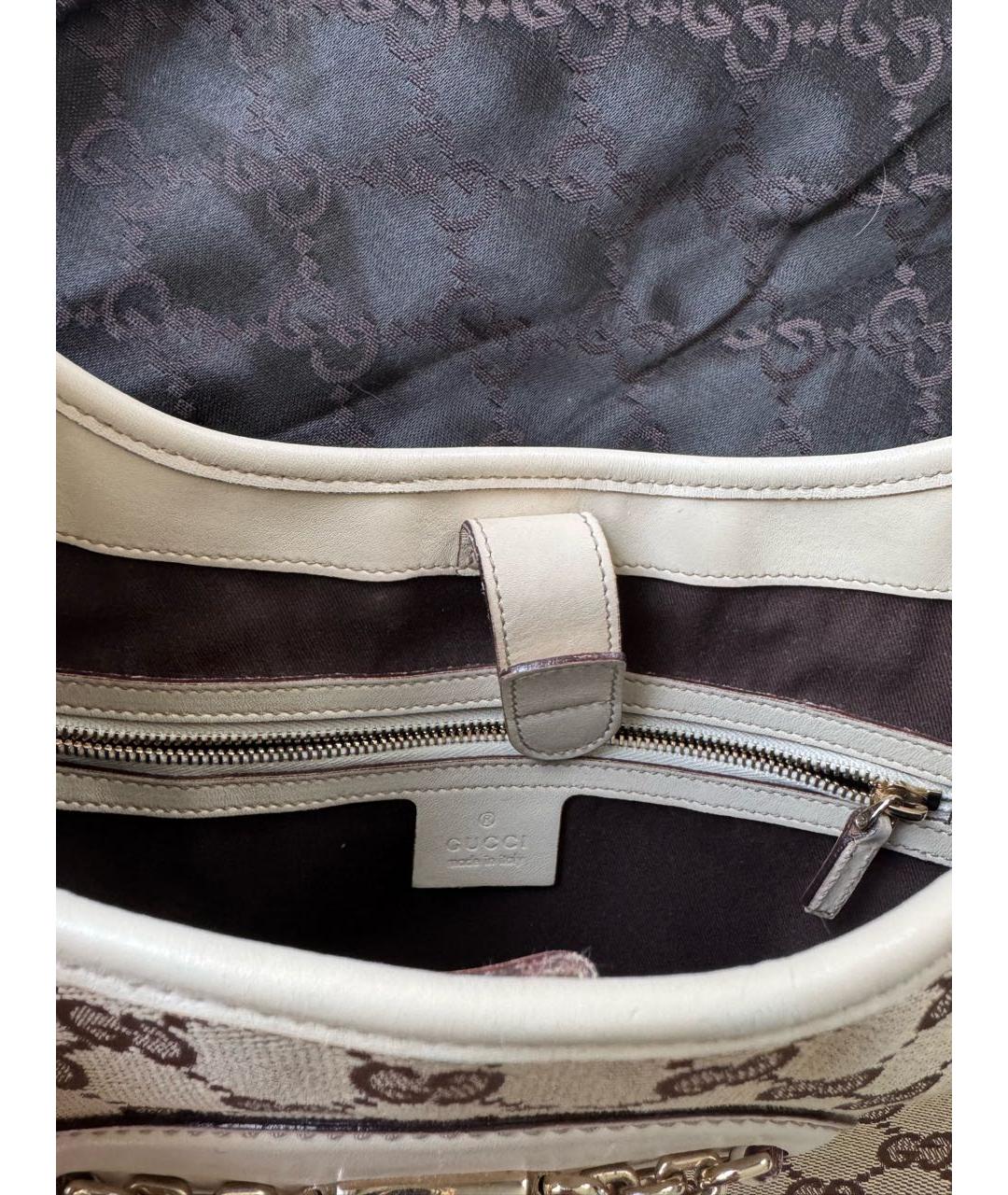 GUCCI Бежевая кожаная сумка с короткими ручками, фото 4