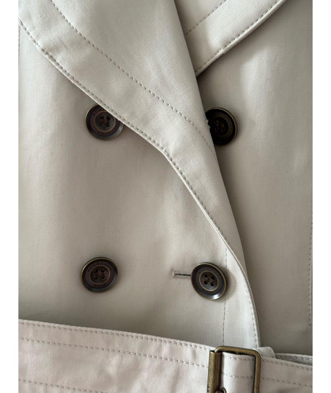 BURBERRY Бежевый хлопко-эластановый тренч/плащ, фото 2