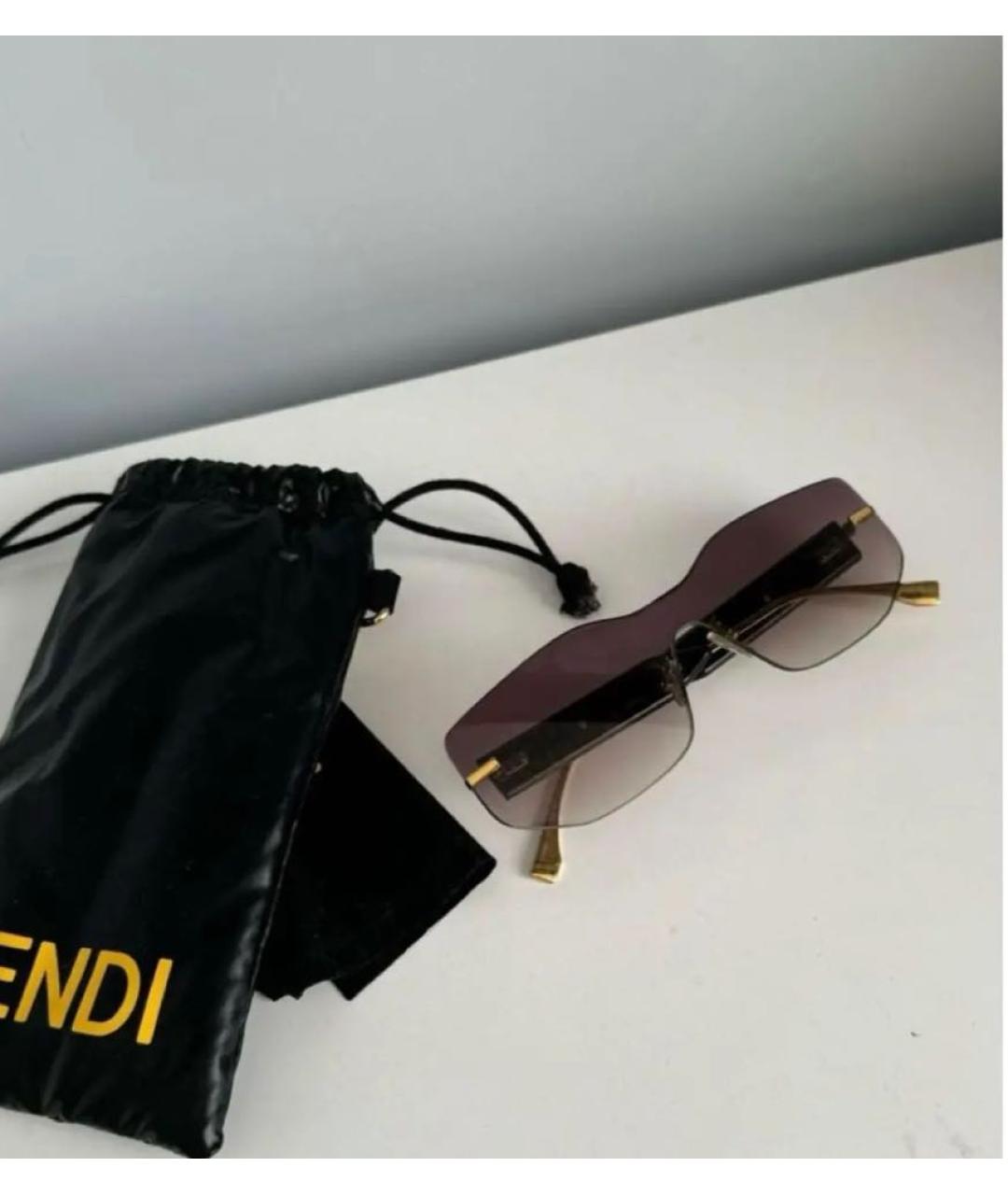 FENDI Коричневые пластиковые солнцезащитные очки, фото 6