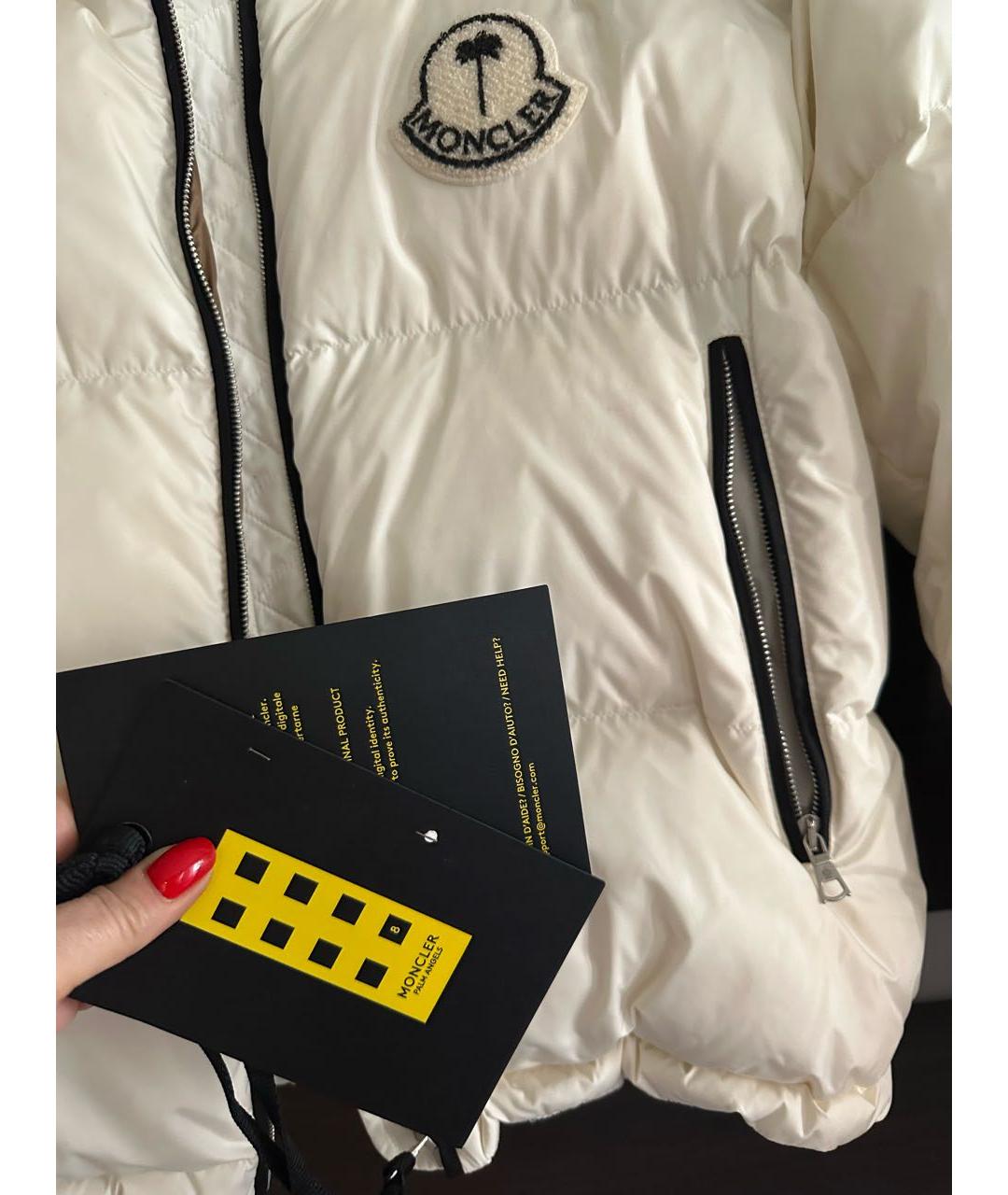 MONCLER Белый полиэстеровый пуховик, фото 6