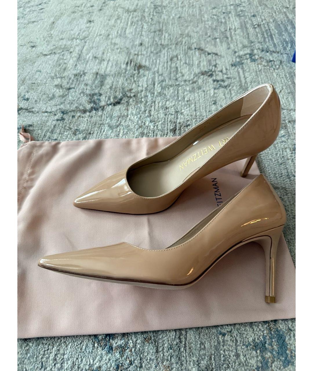 STUART WEITZMAN Бежевые кожаные туфли, фото 5