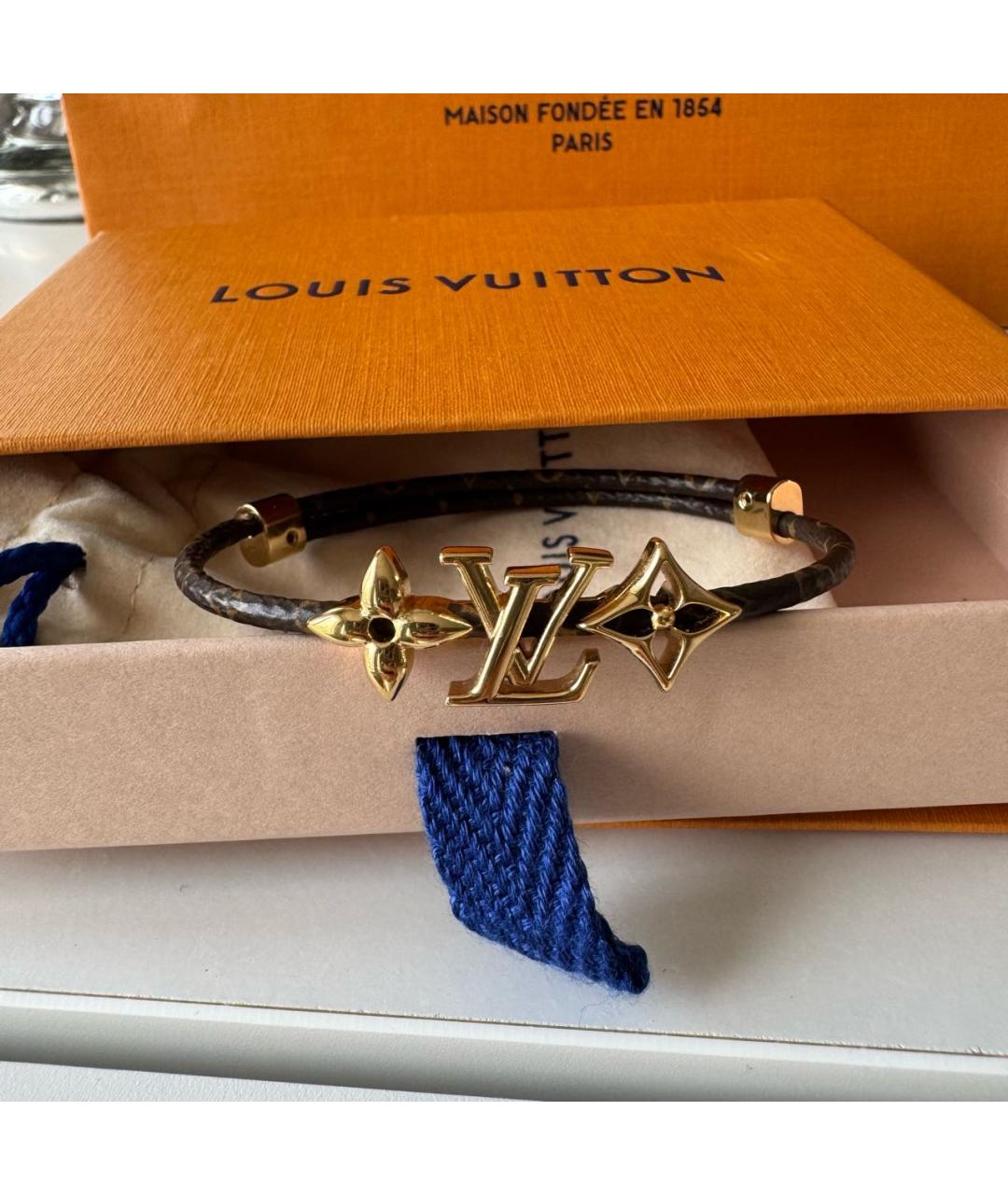 LOUIS VUITTON Коричневый кожаный браслет, фото 2