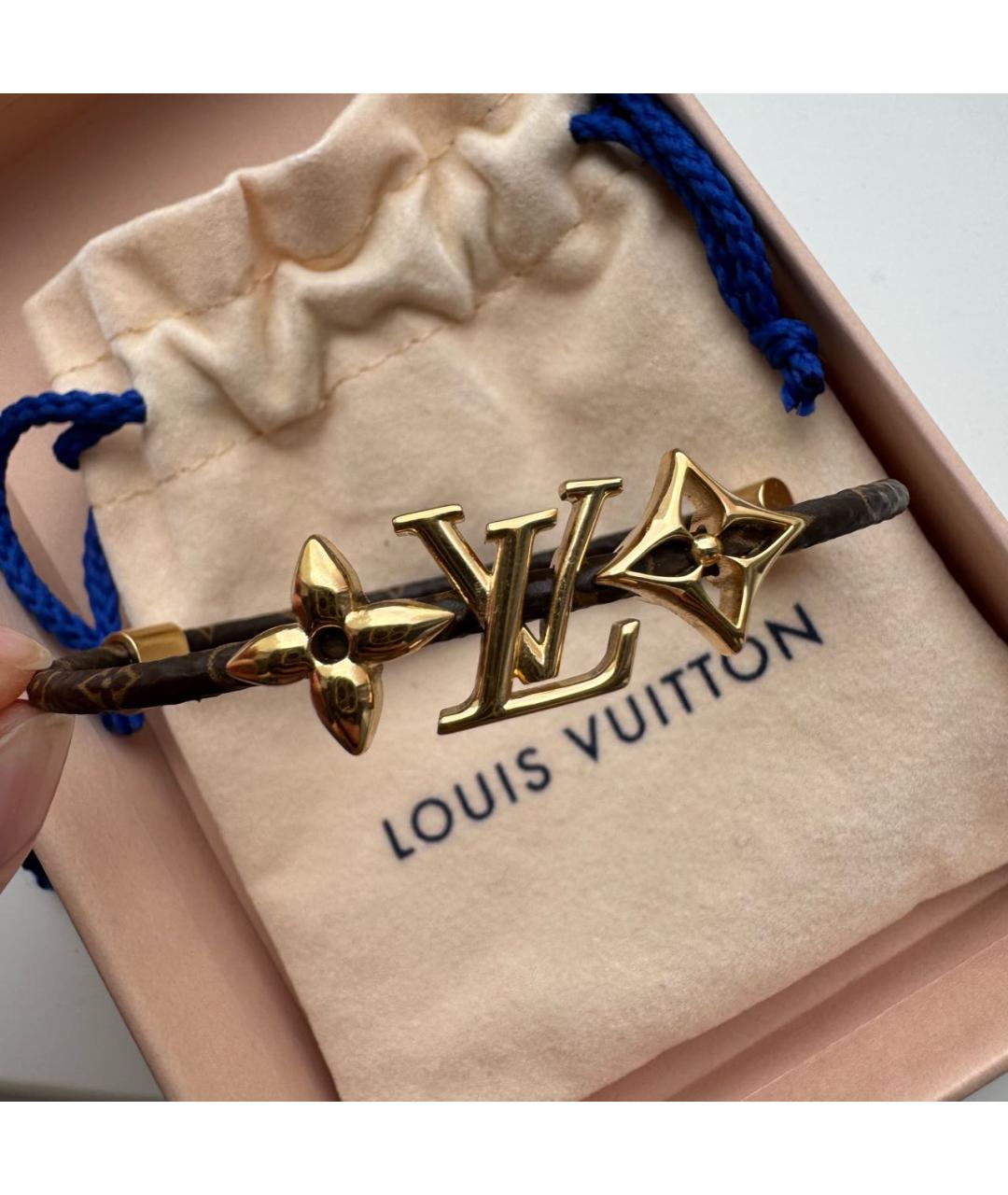 LOUIS VUITTON Коричневый кожаный браслет, фото 6