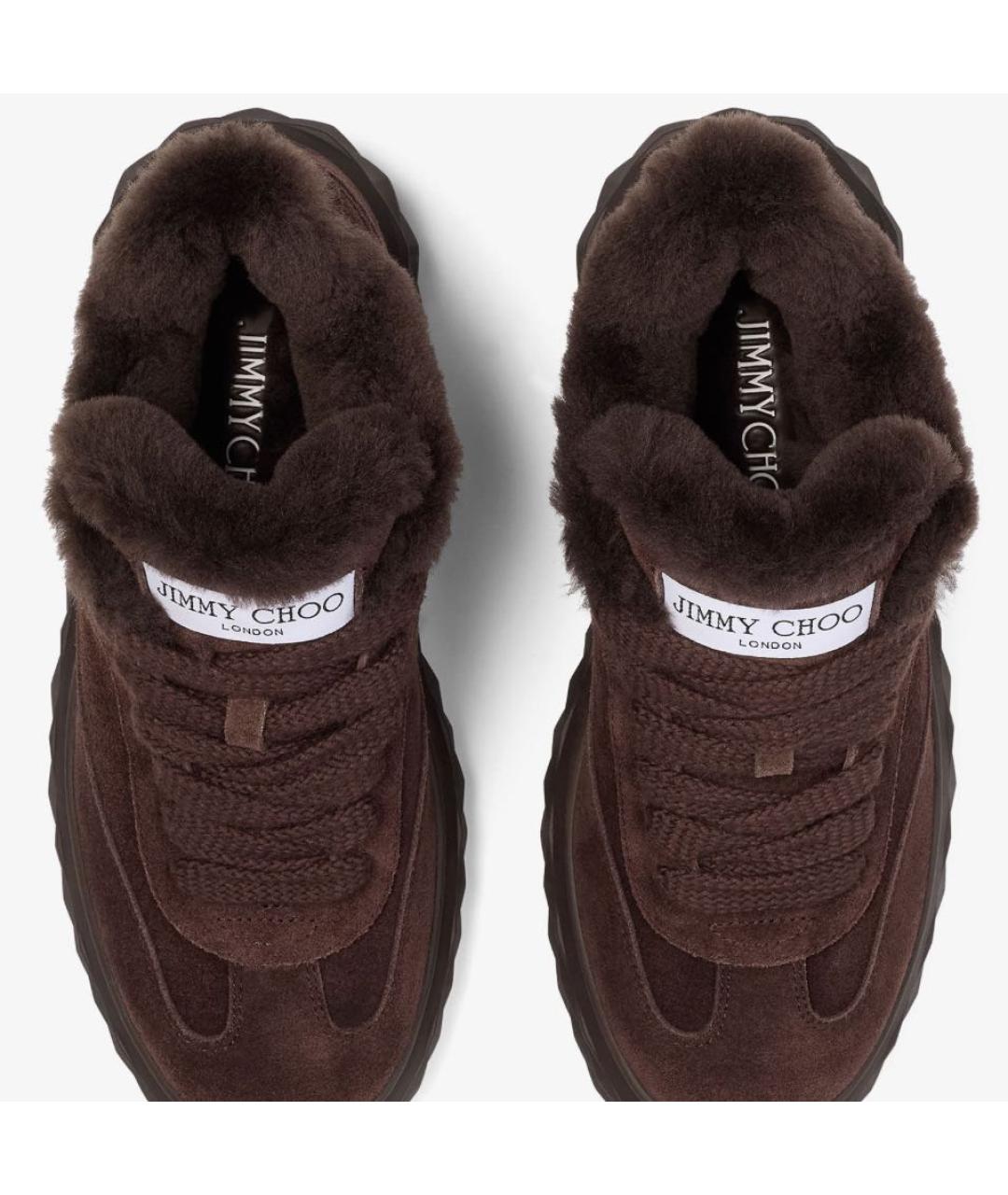 JIMMY CHOO Коричневые кожаные кроссовки, фото 4