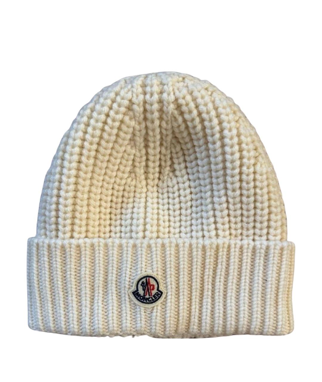 MONCLER Белая шерстяная шапка, фото 1
