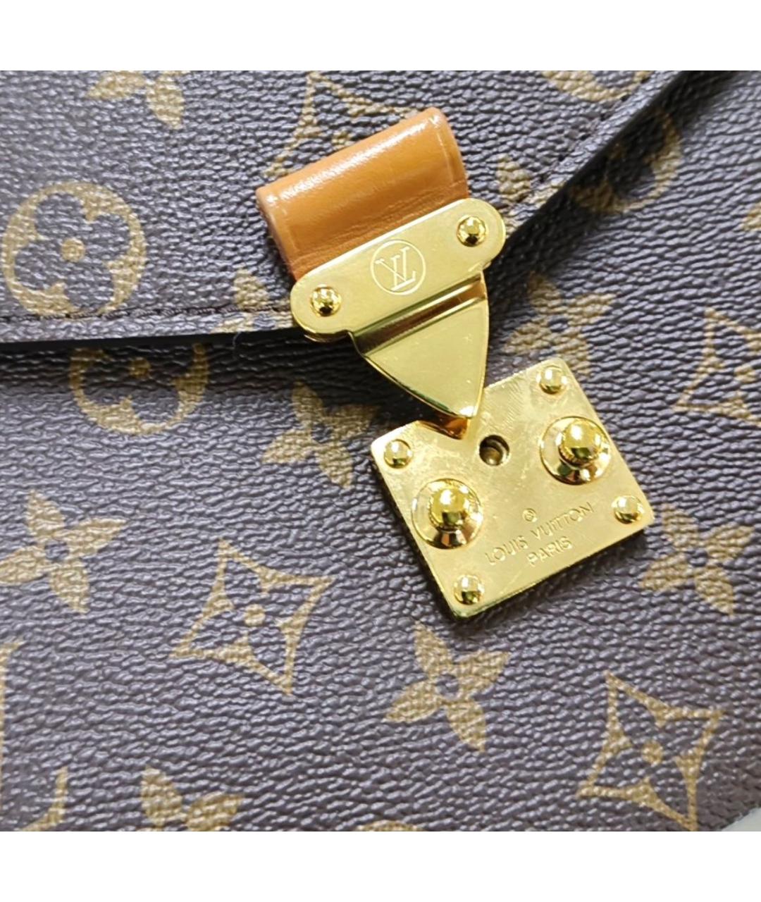 LOUIS VUITTON Коричневая кожаная сумка через плечо, фото 6