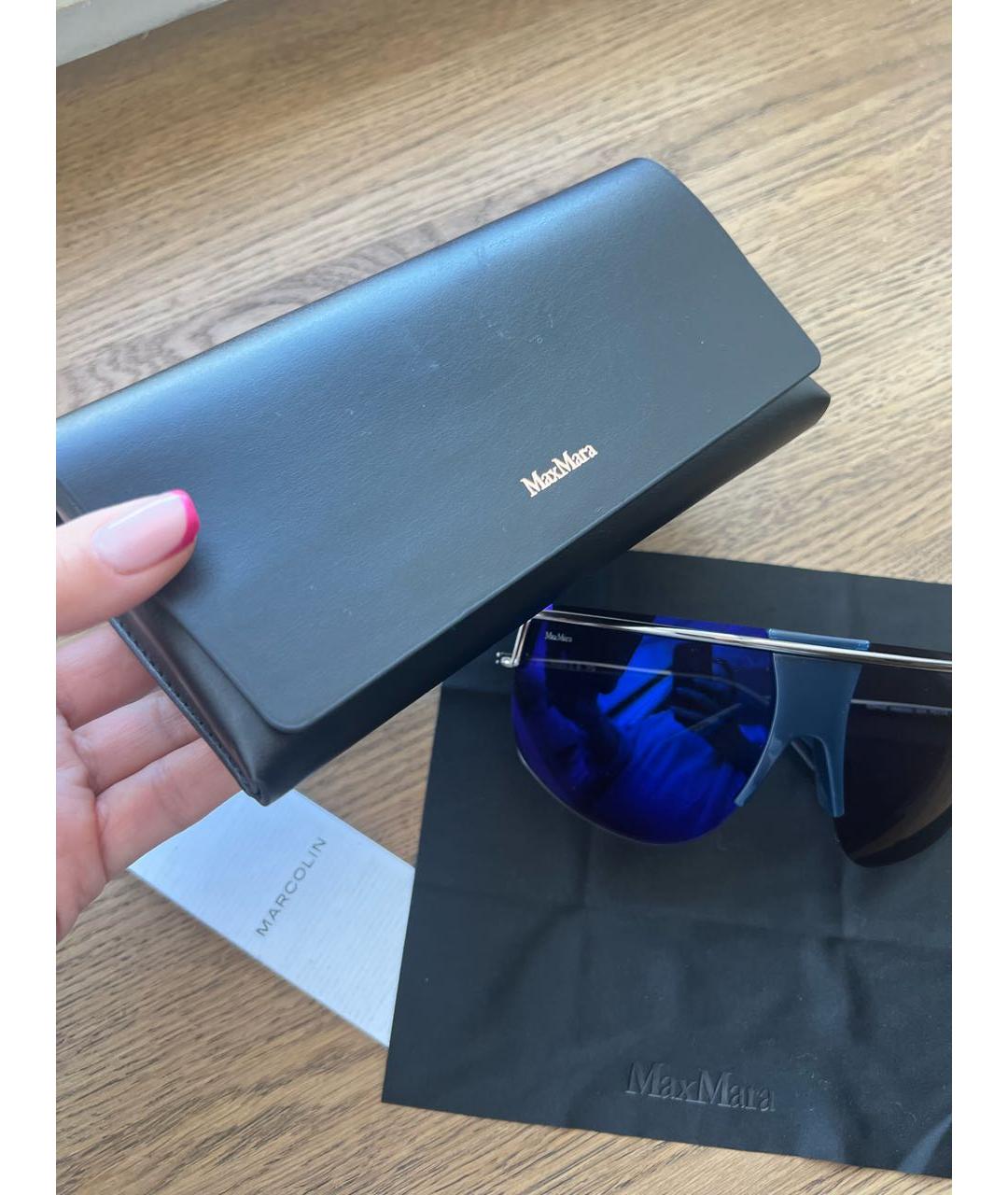 MAX MARA Темно-синие пластиковые солнцезащитные очки, фото 3