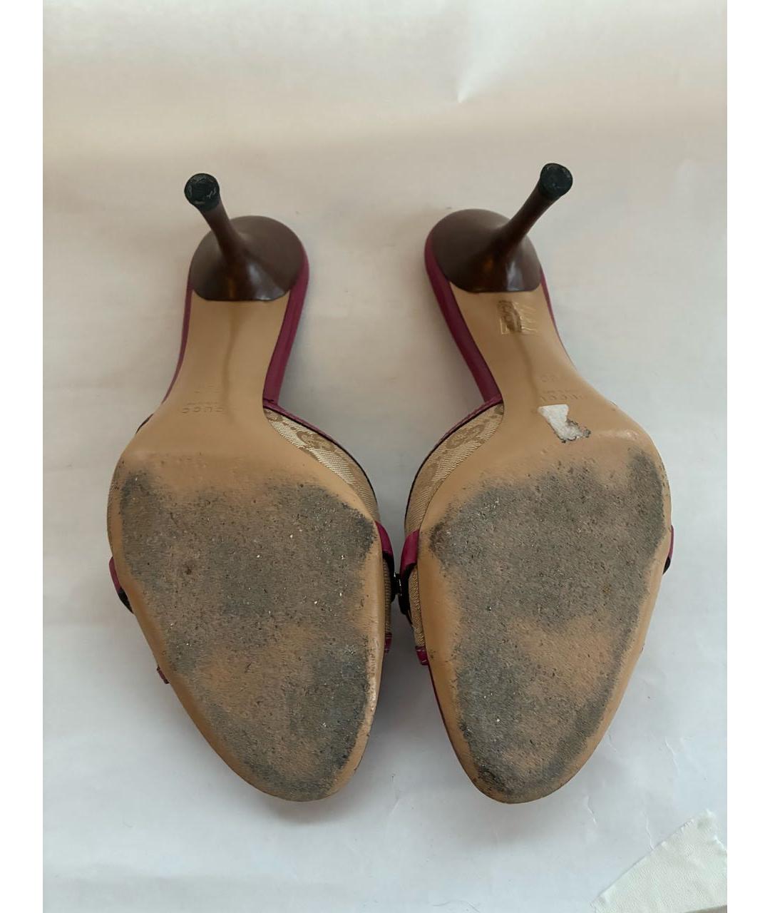 GUCCI Бордовые кожаные мюли, фото 5