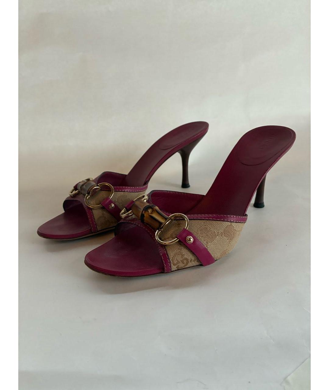 GUCCI Бордовые кожаные мюли, фото 3