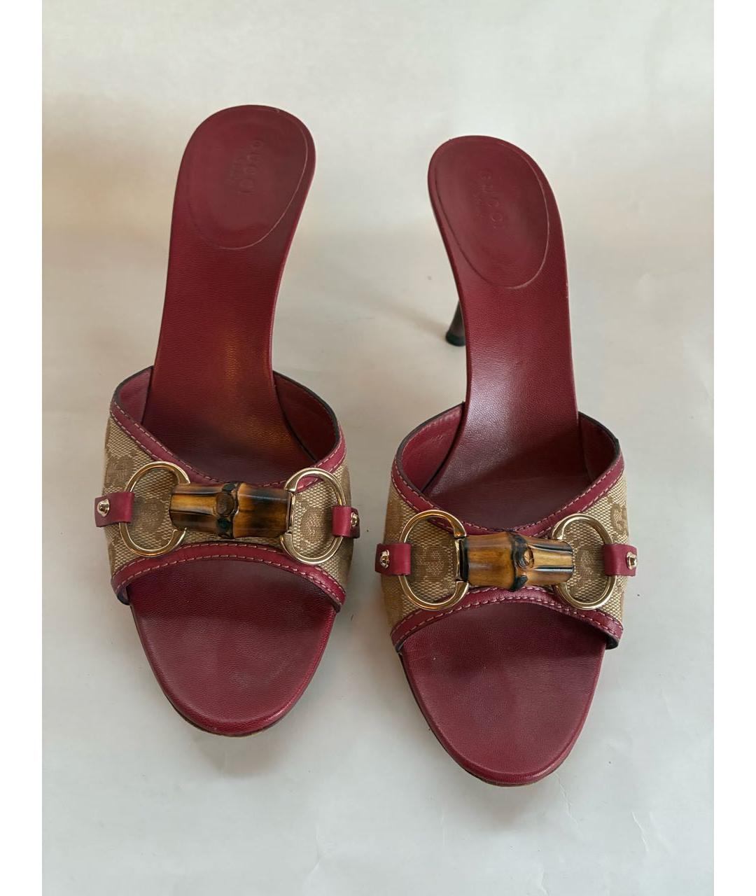 GUCCI Бордовые кожаные мюли, фото 2
