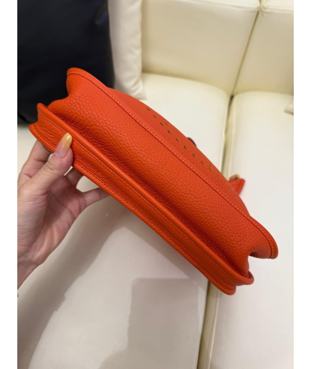 HERMES Оранжевая кожаная сумка через плечо, фото 4