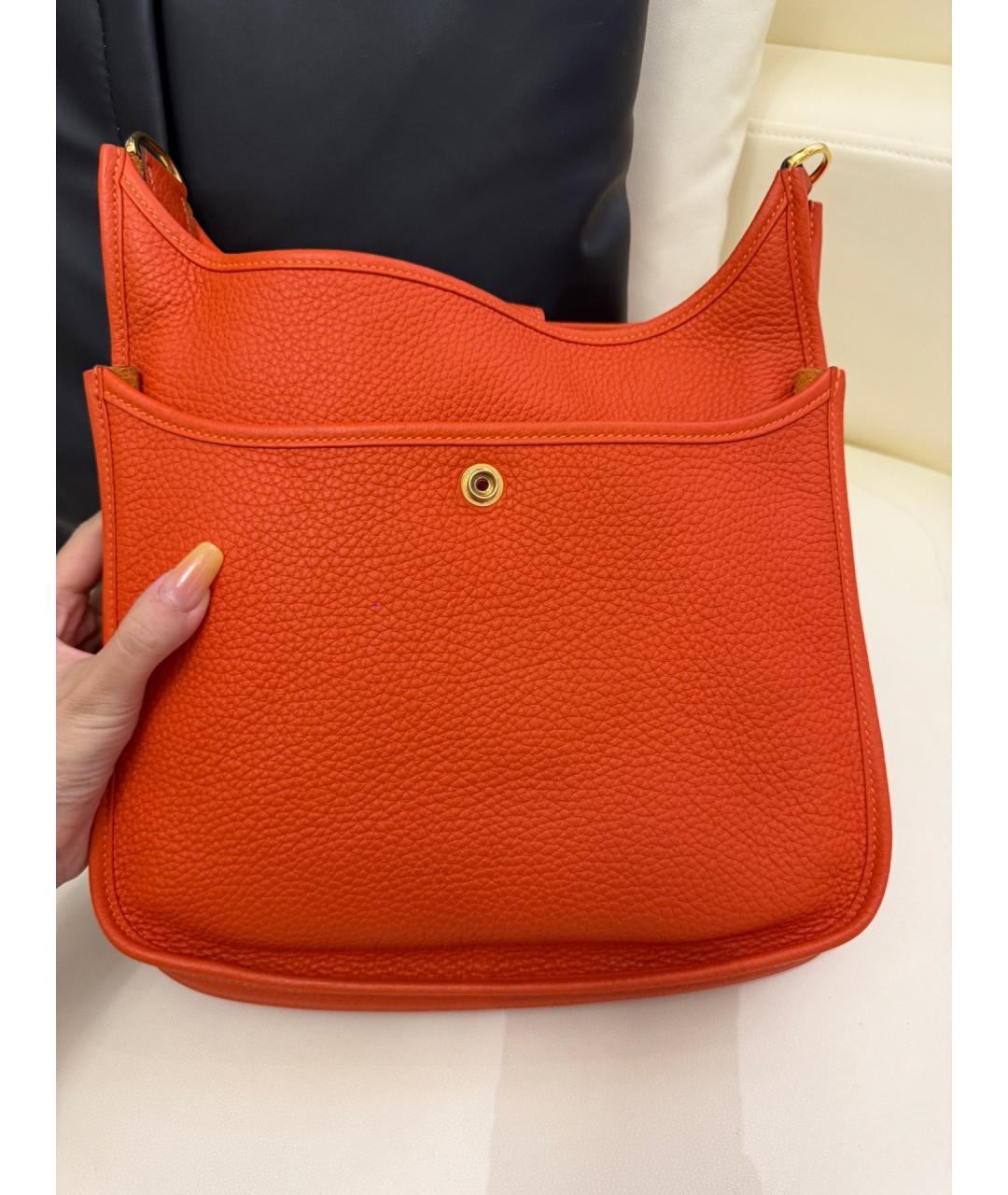 HERMES Оранжевая кожаная сумка через плечо, фото 3