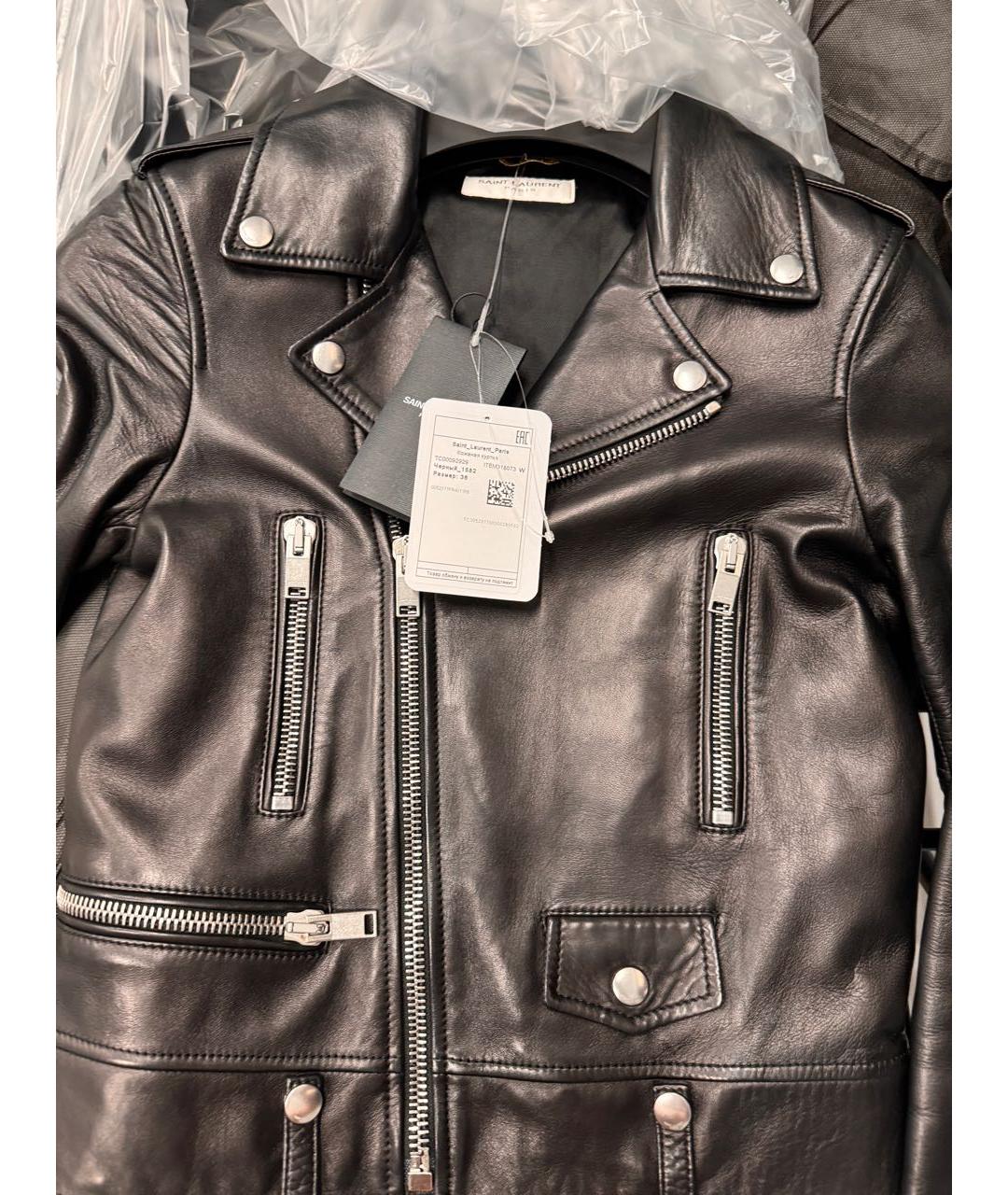 SAINT LAURENT Черная кожаная куртка, фото 4