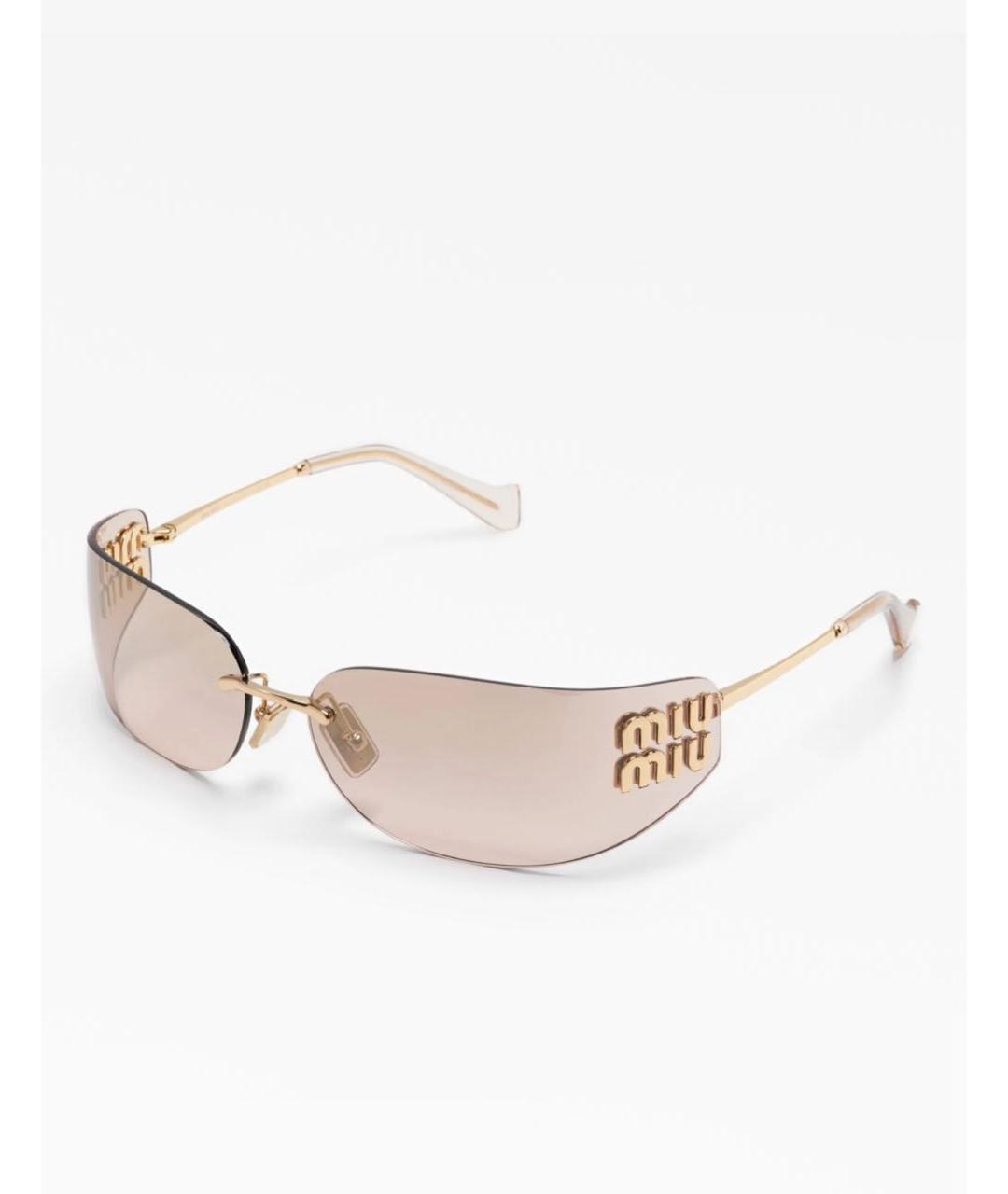 MIU MIU Бежевые пластиковые солнцезащитные очки, фото 3