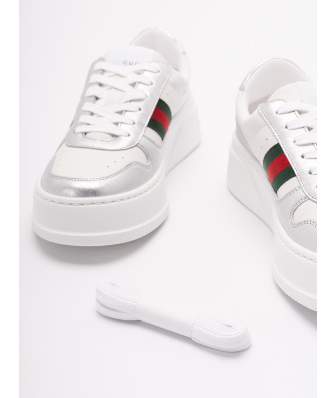 GUCCI Белые кожаные кеды, фото 5