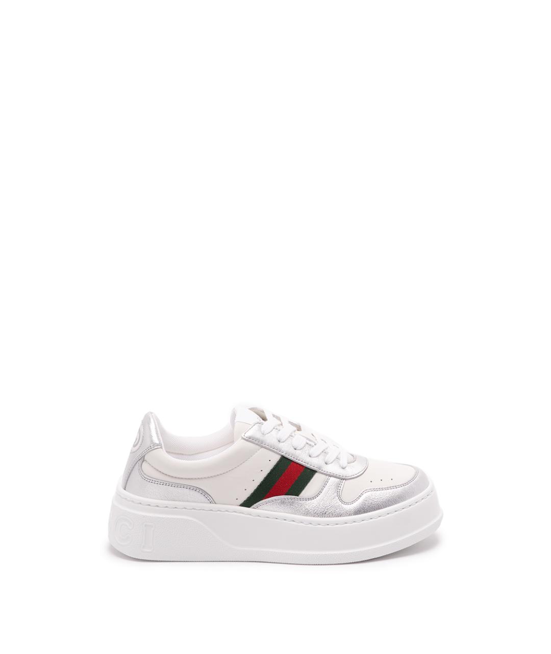 GUCCI Белые кожаные кеды, фото 1