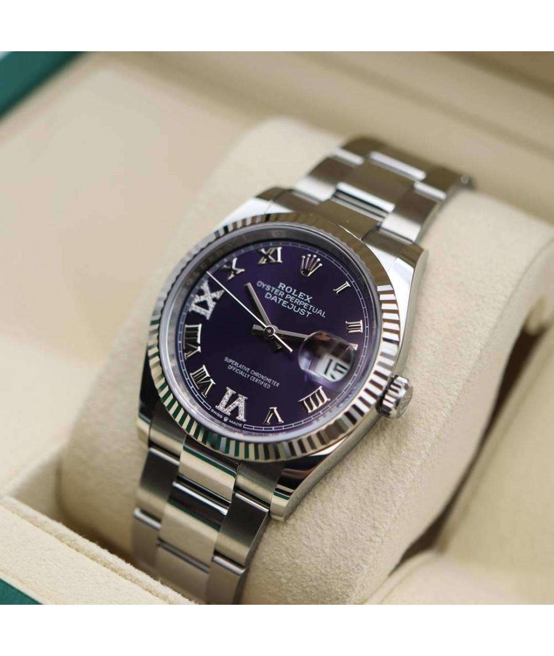 ROLEX Фиолетовые часы из белого золота, фото 4