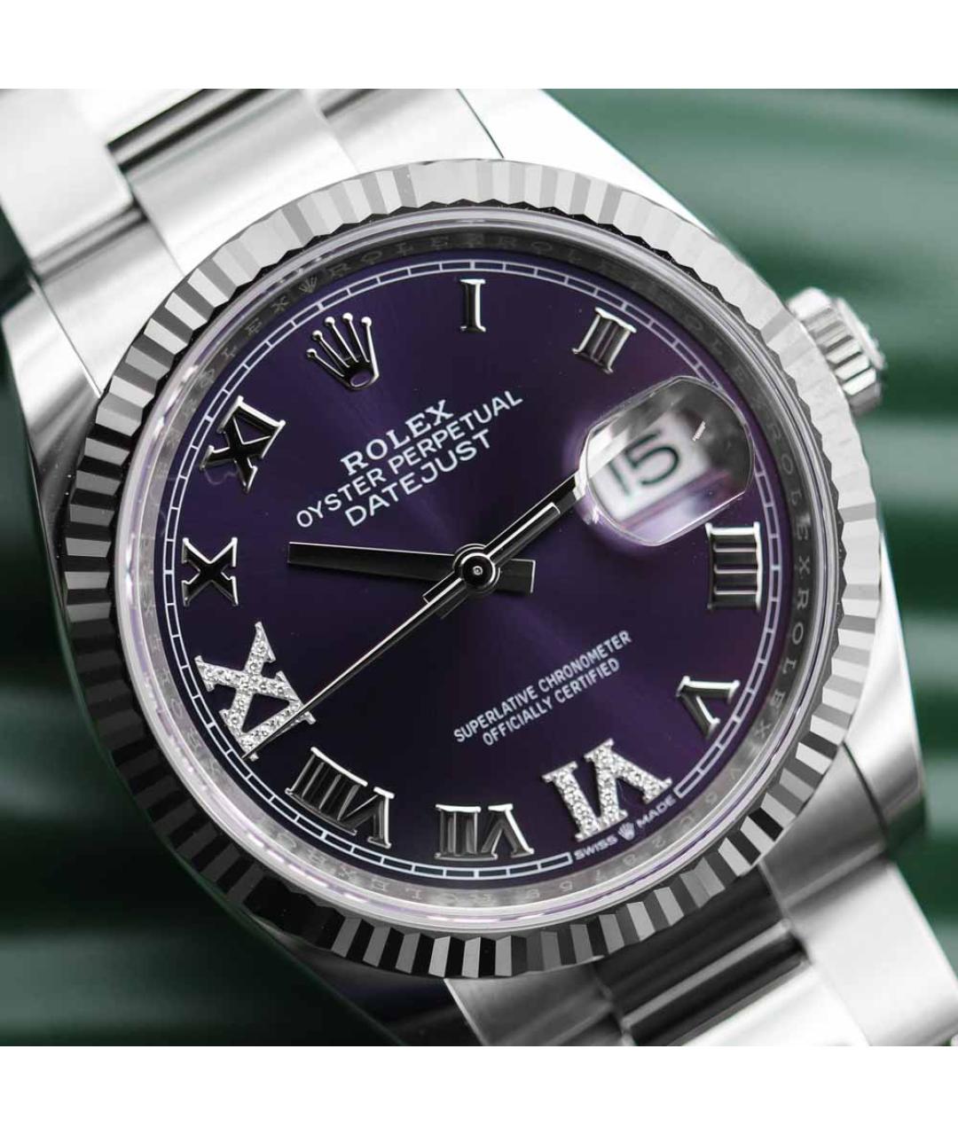 ROLEX Фиолетовые часы из белого золота, фото 5