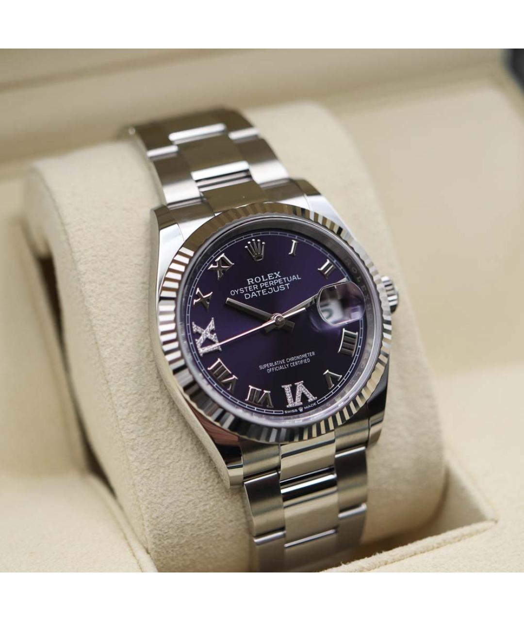 ROLEX Фиолетовые часы из белого золота, фото 3
