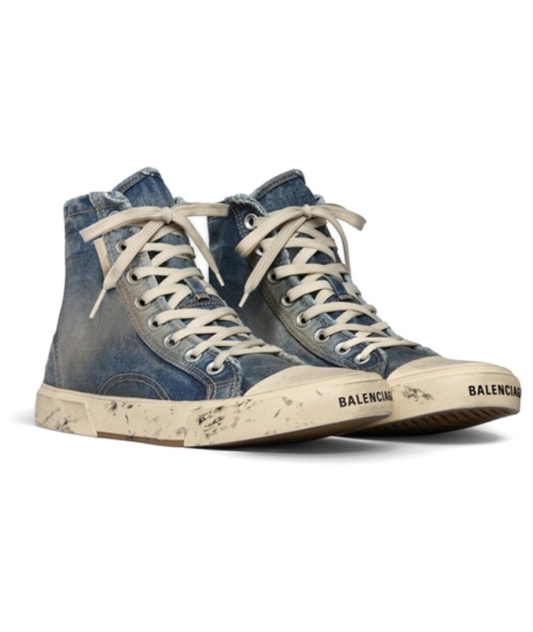 BALENCIAGA Синие текстильные высокие кроссовки / кеды, фото 3