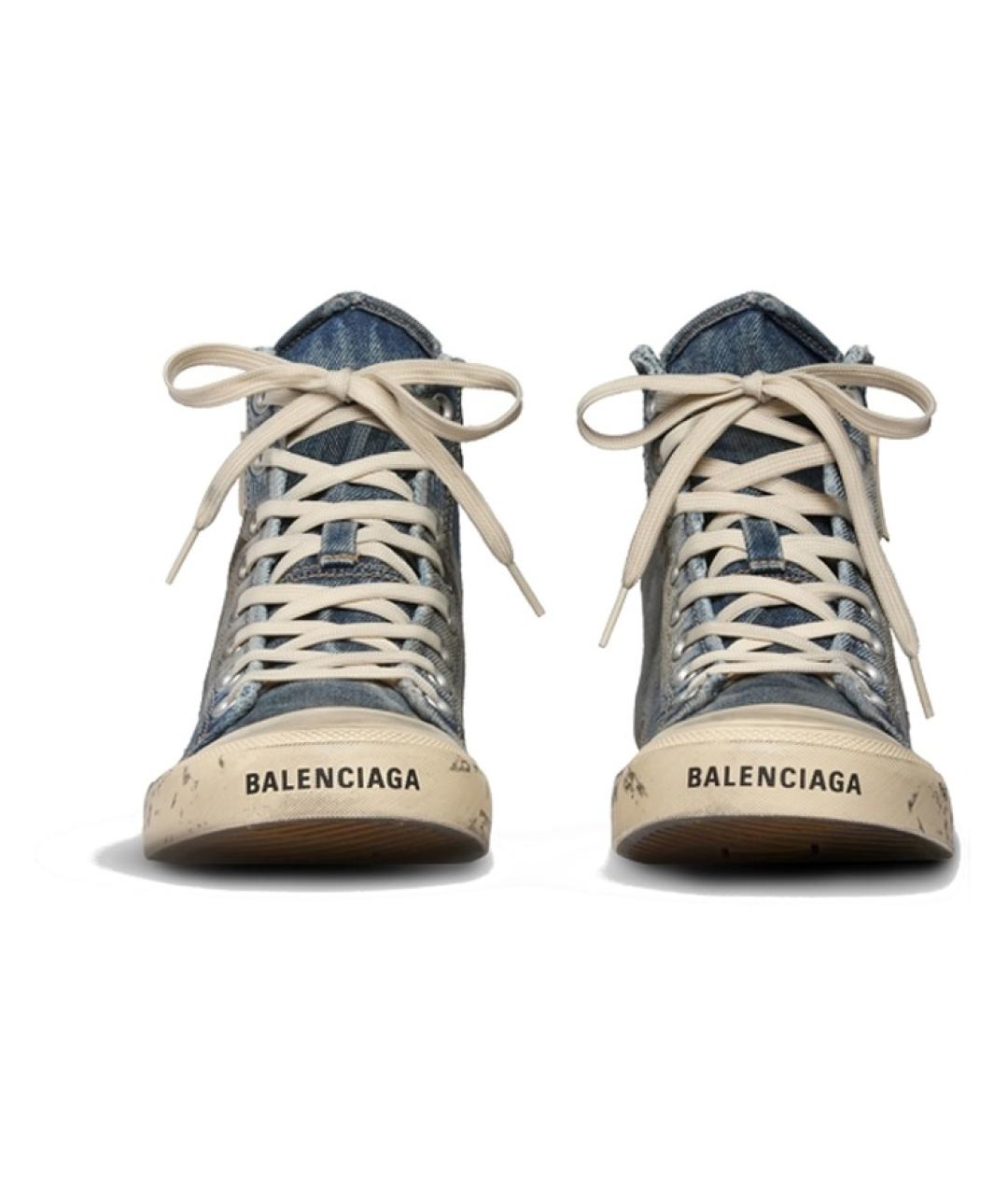 BALENCIAGA Синие текстильные высокие кроссовки / кеды, фото 5