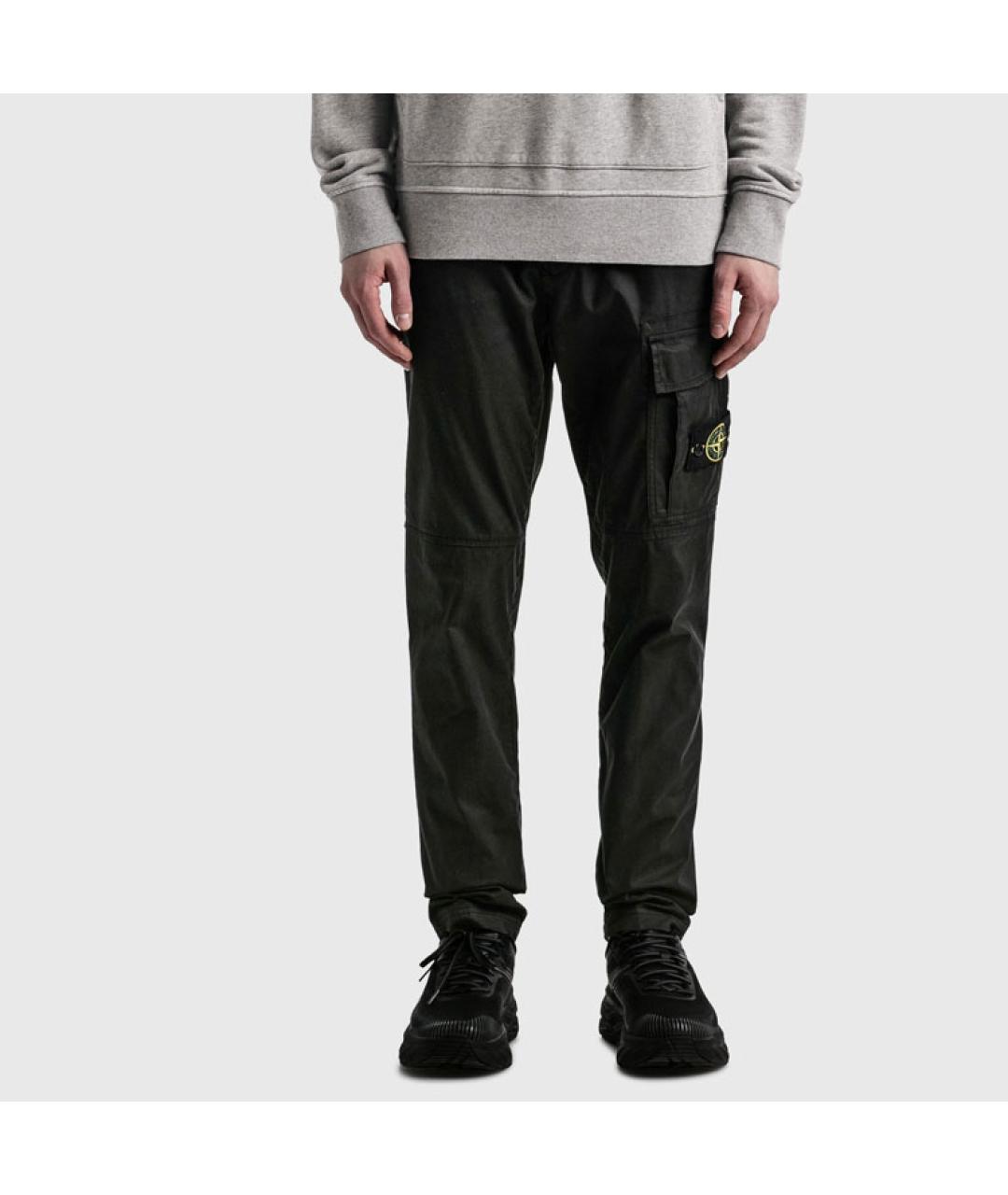 STONE ISLAND Черные хлопковые повседневные брюки, фото 4