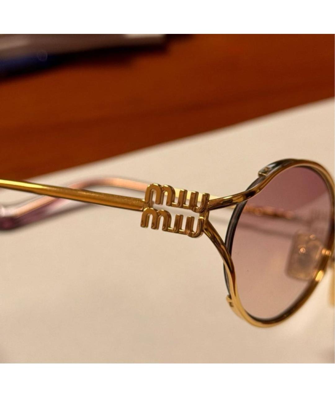 MIU MIU Розовые металлические солнцезащитные очки, фото 3