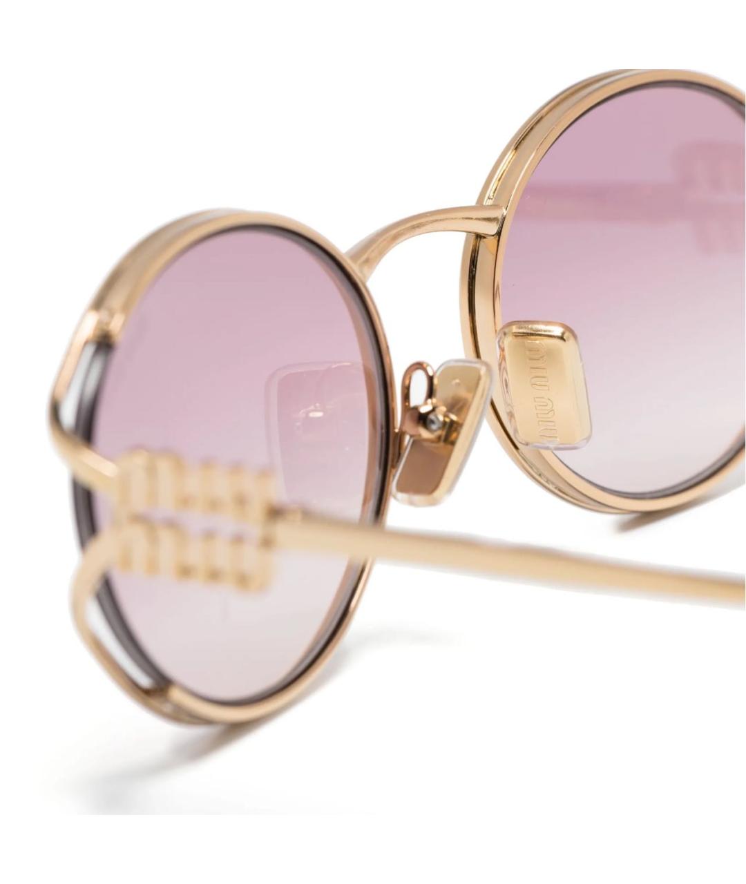 MIU MIU Розовые металлические солнцезащитные очки, фото 4