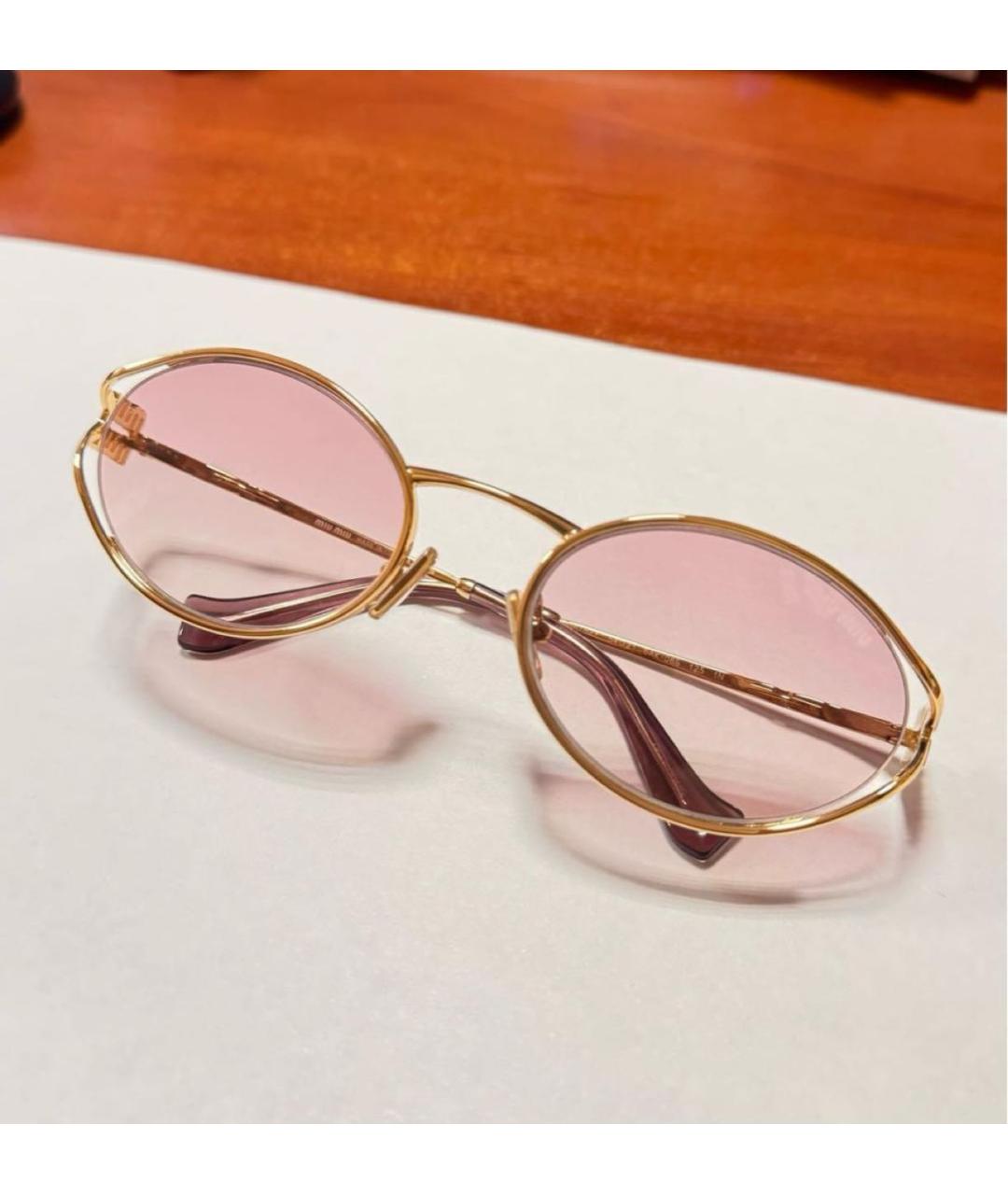 MIU MIU Розовые металлические солнцезащитные очки, фото 5