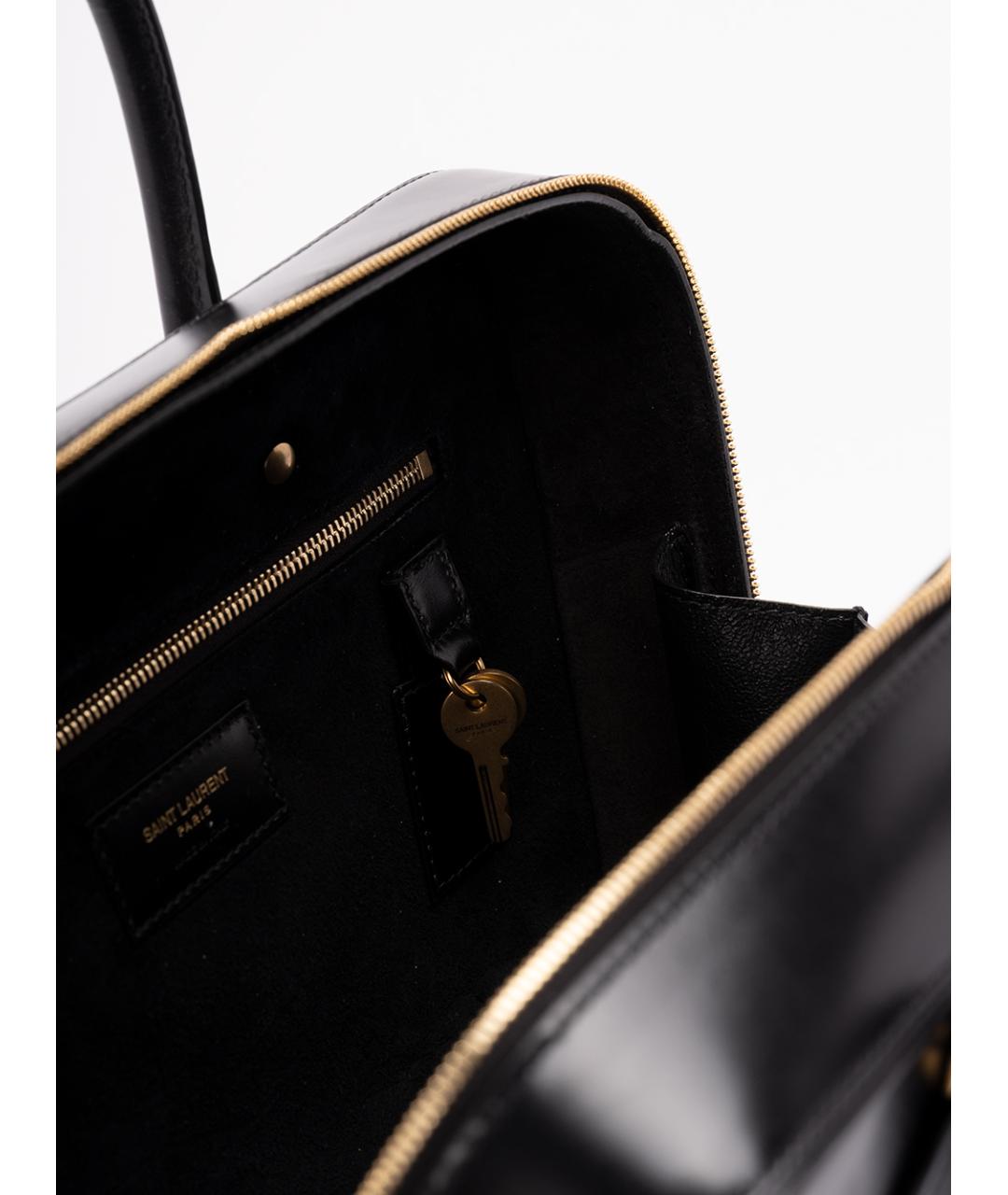 SAINT LAURENT Черная кожаная сумка тоут, фото 5