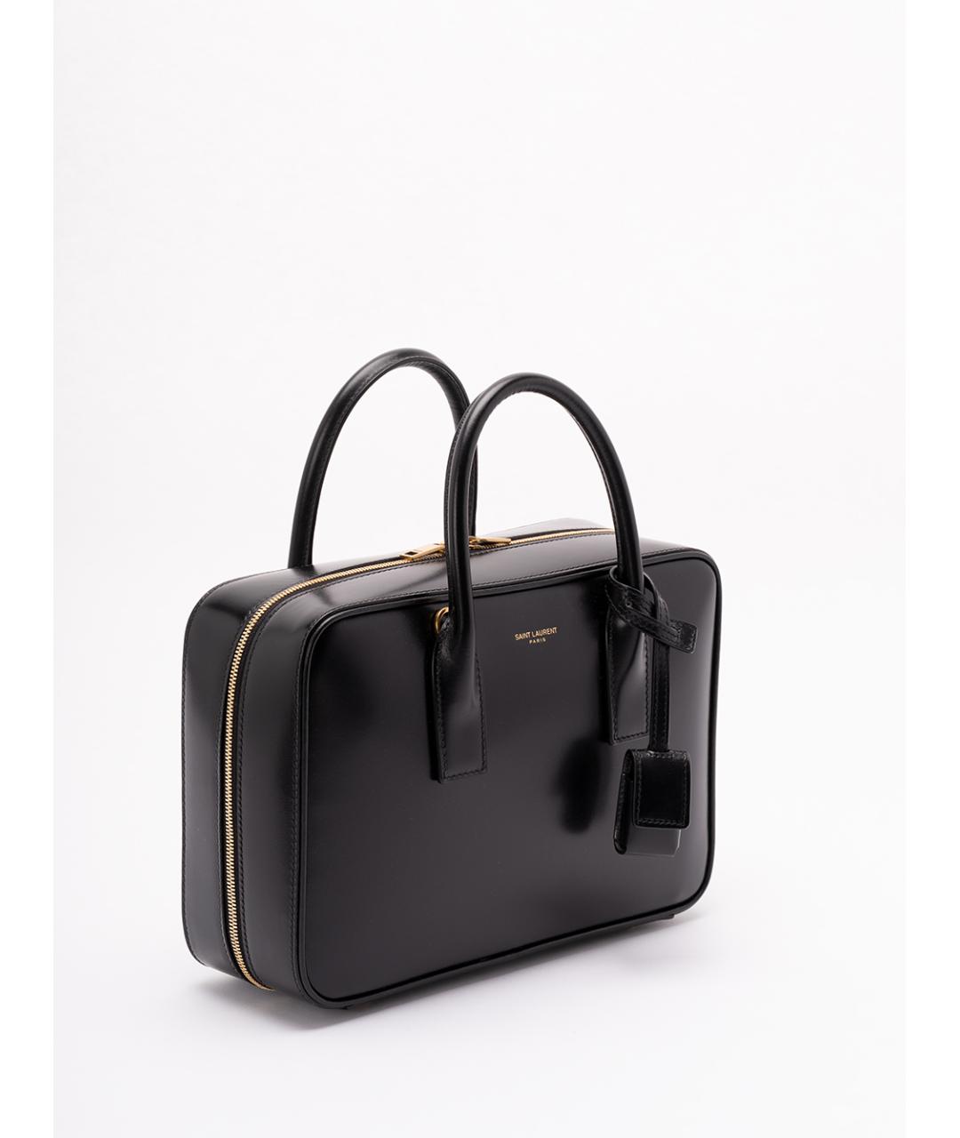 SAINT LAURENT Черная кожаная сумка тоут, фото 3