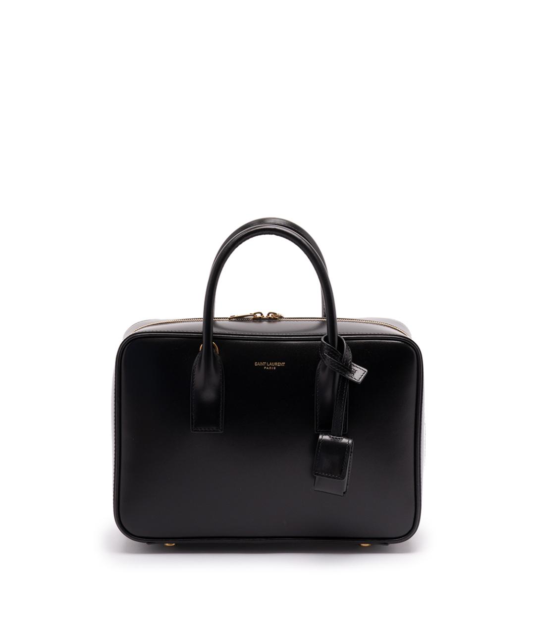 SAINT LAURENT Черная кожаная сумка тоут, фото 1