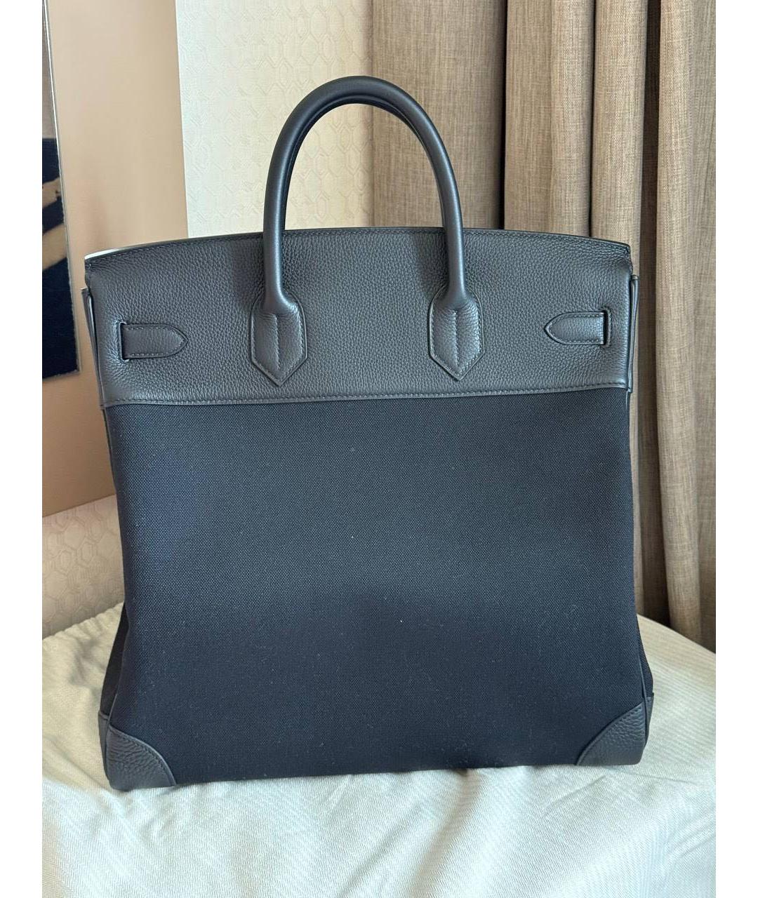 HERMES Черная тканевая сумка тоут, фото 3