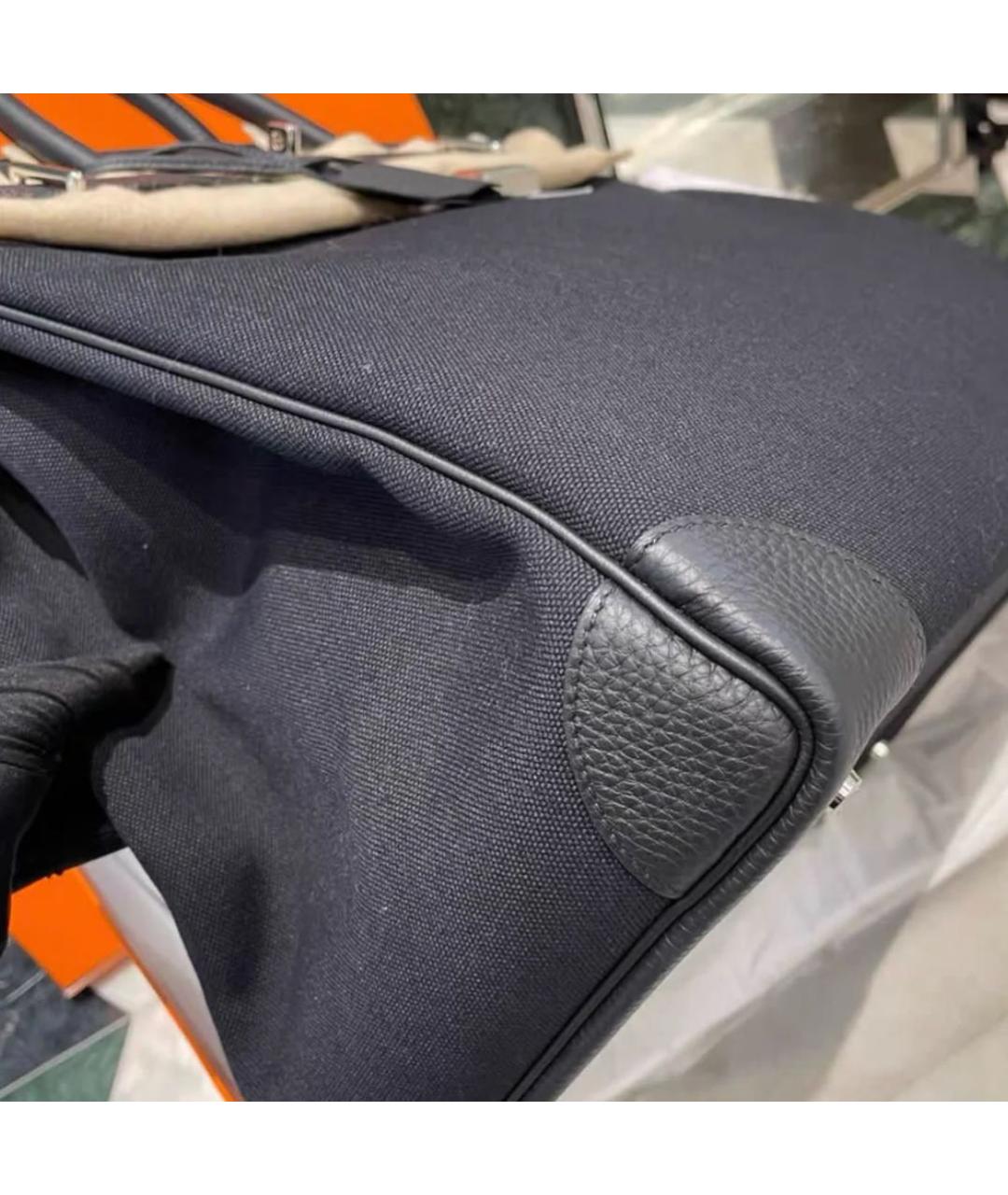 HERMES Черная тканевая сумка тоут, фото 7
