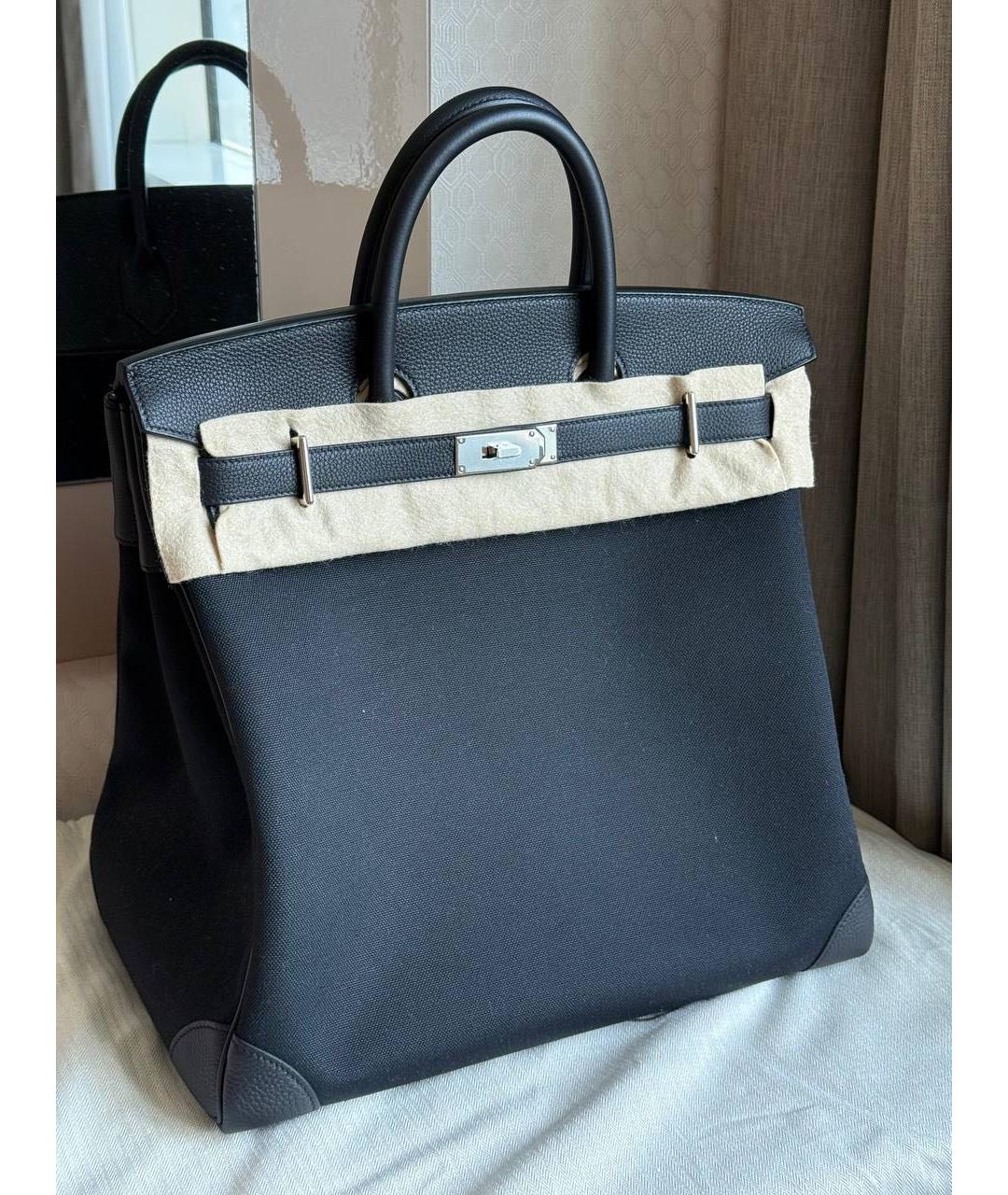 HERMES Черная тканевая сумка тоут, фото 2
