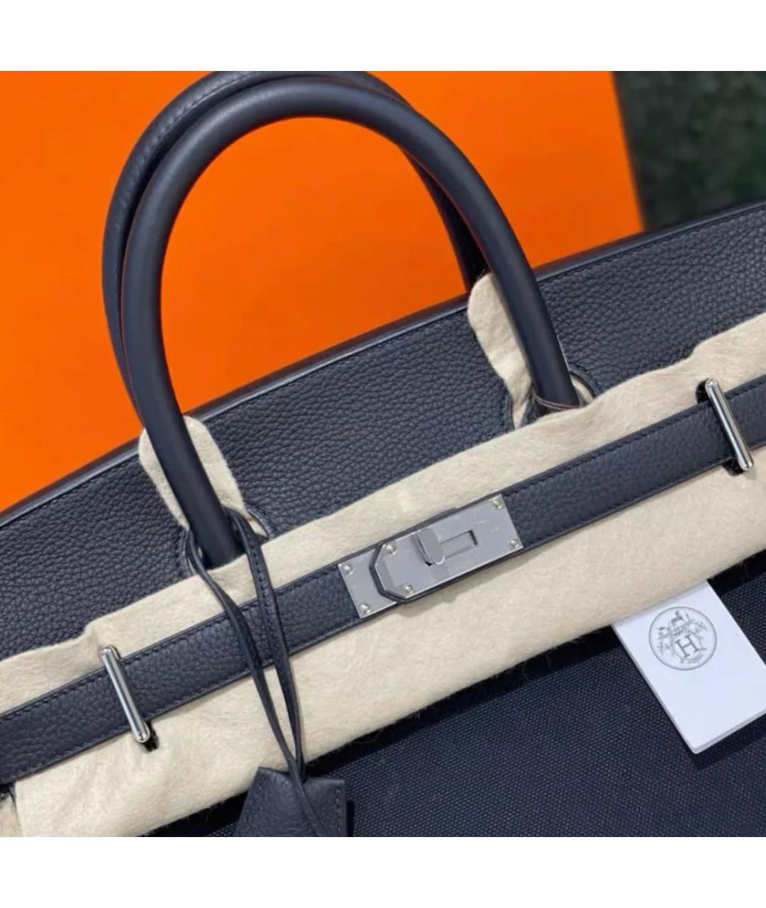 HERMES Черная тканевая сумка тоут, фото 6