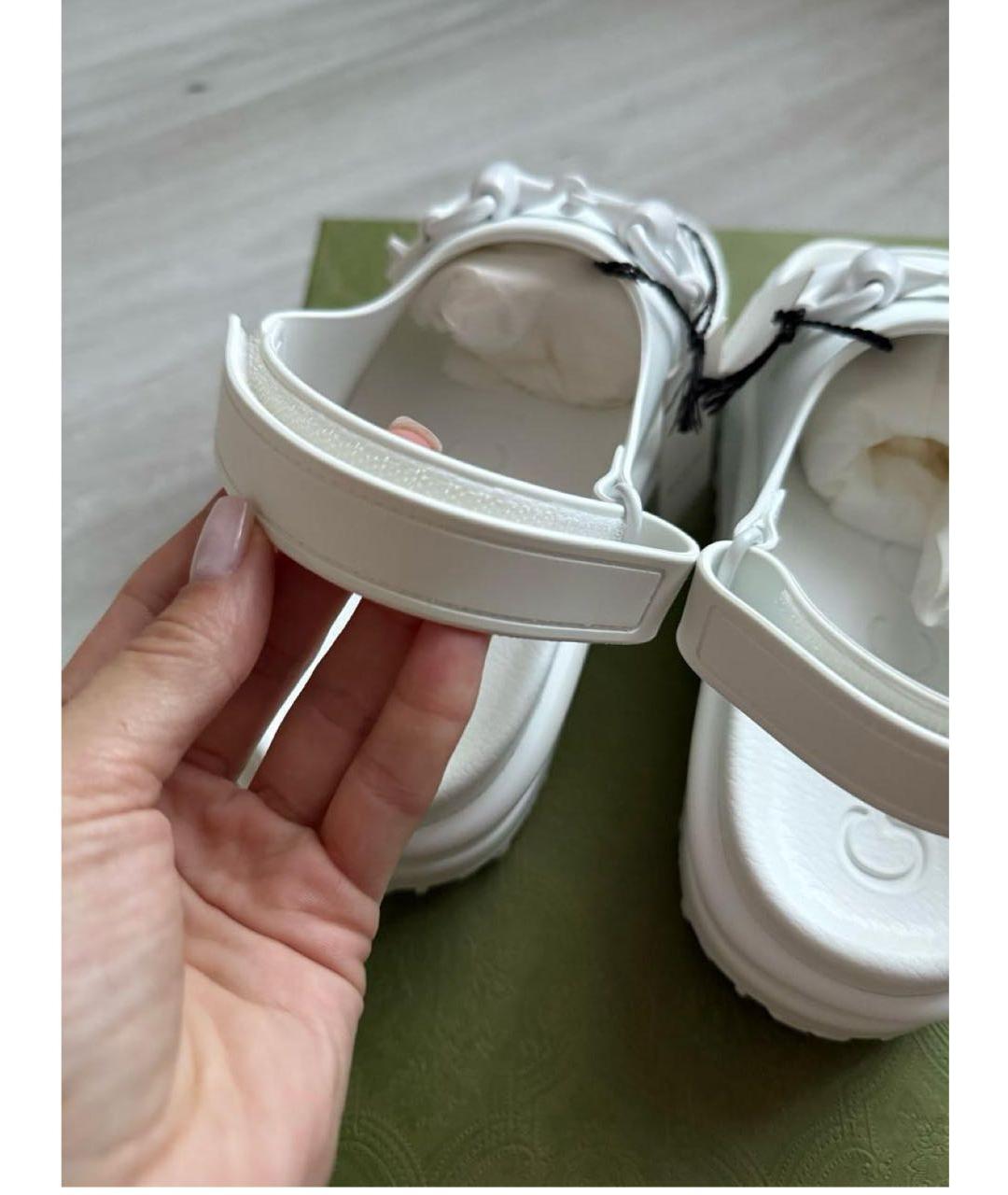 GUCCI Белые резиновые сандалии, фото 4