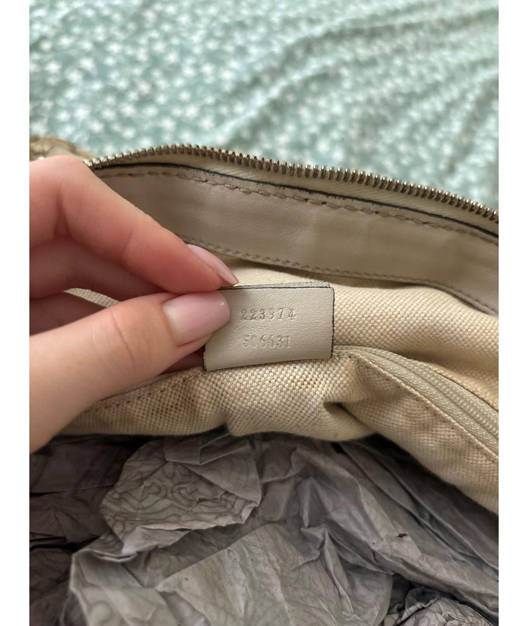 GUCCI Бежевая тканевая сумка тоут, фото 6