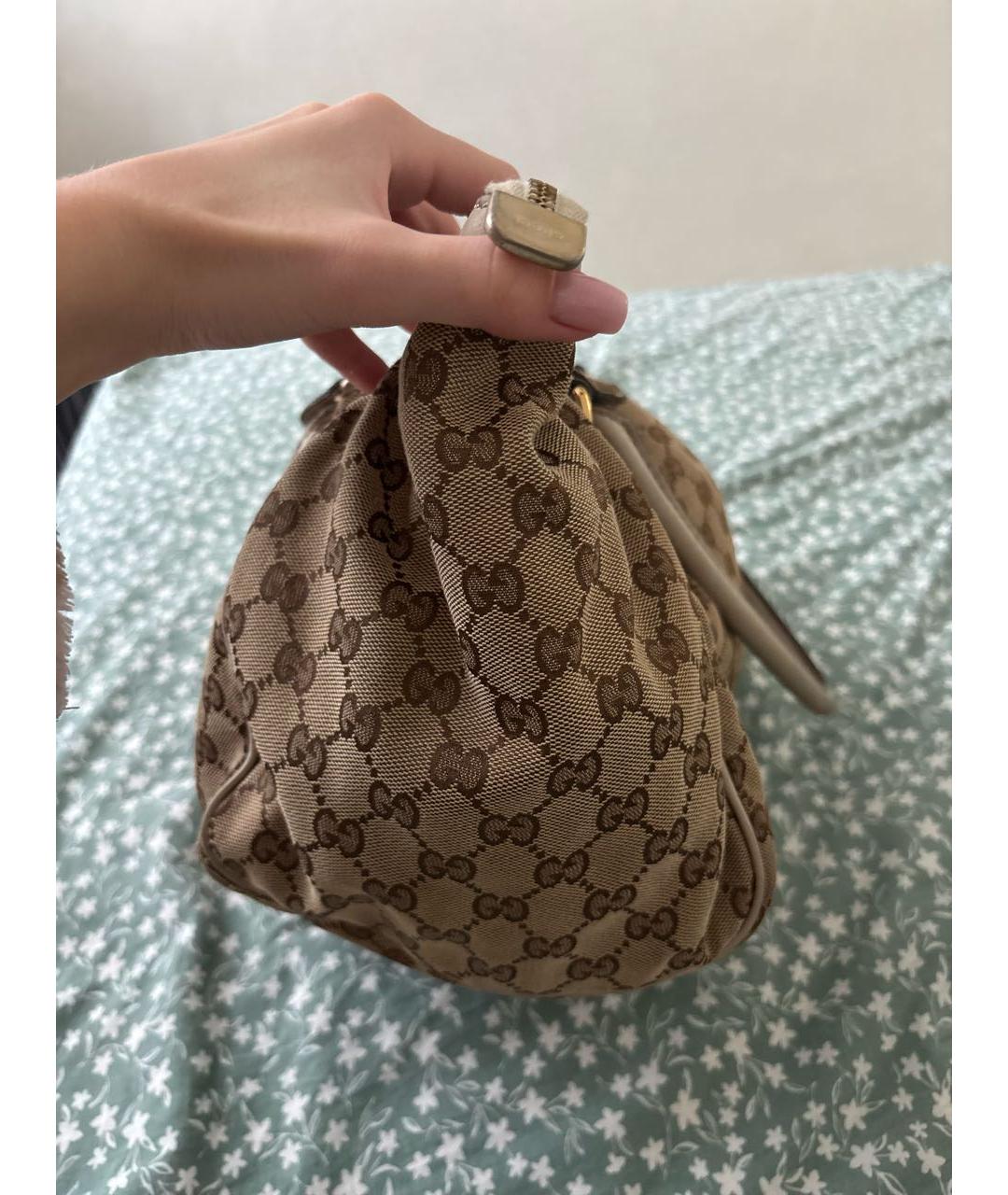 GUCCI Бежевая тканевая сумка тоут, фото 4