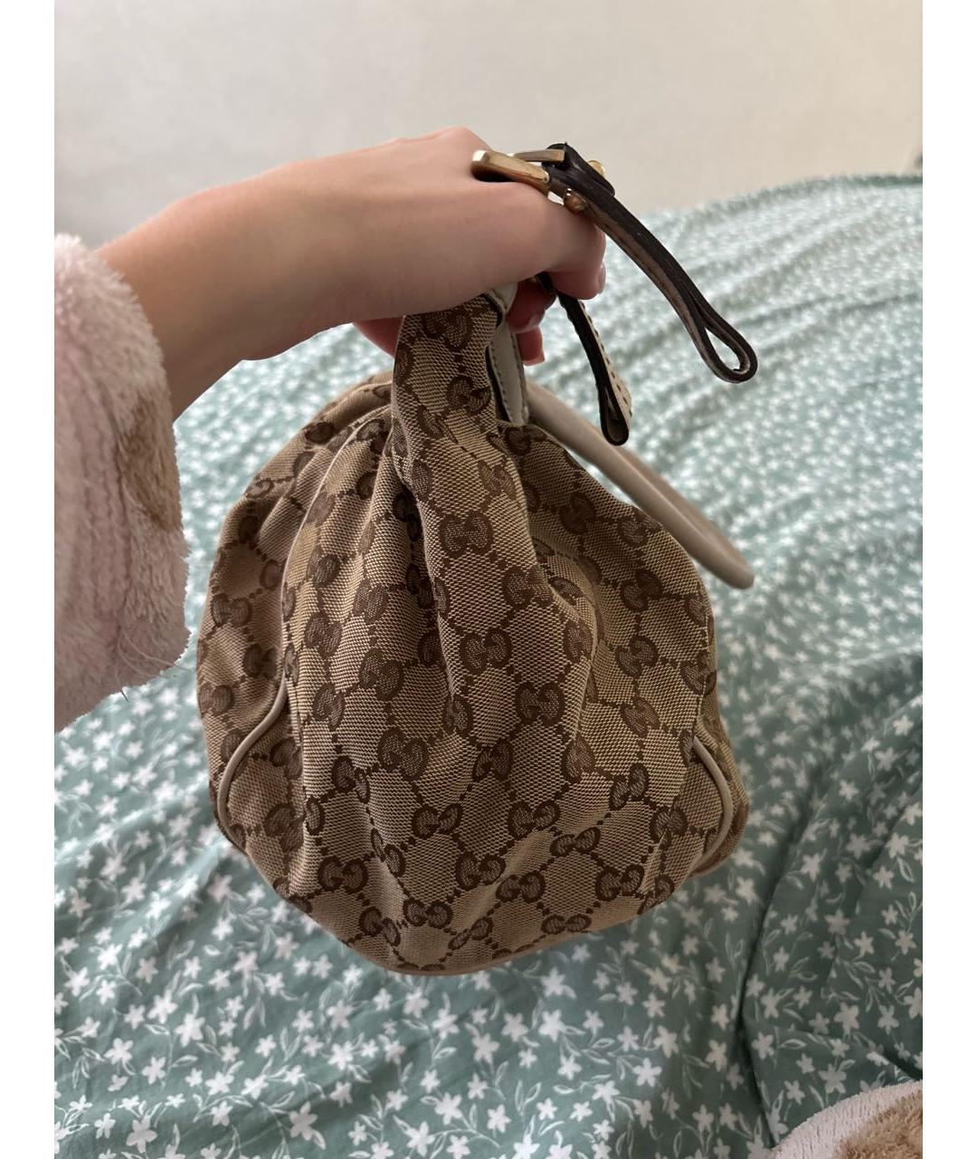GUCCI Бежевая тканевая сумка тоут, фото 3